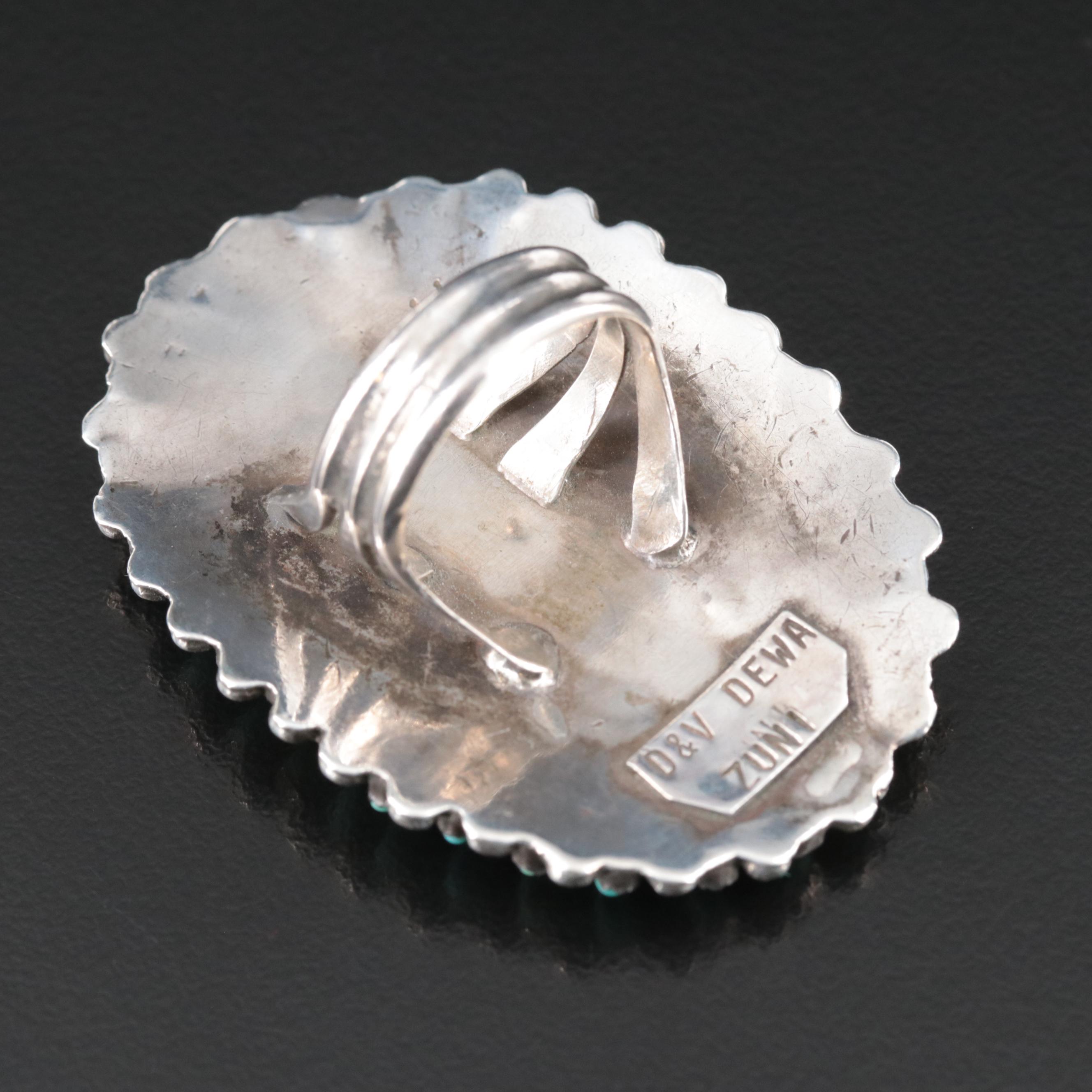 Don and Velma Dewa Zuni 850 Silver Turquoise Shield Ring