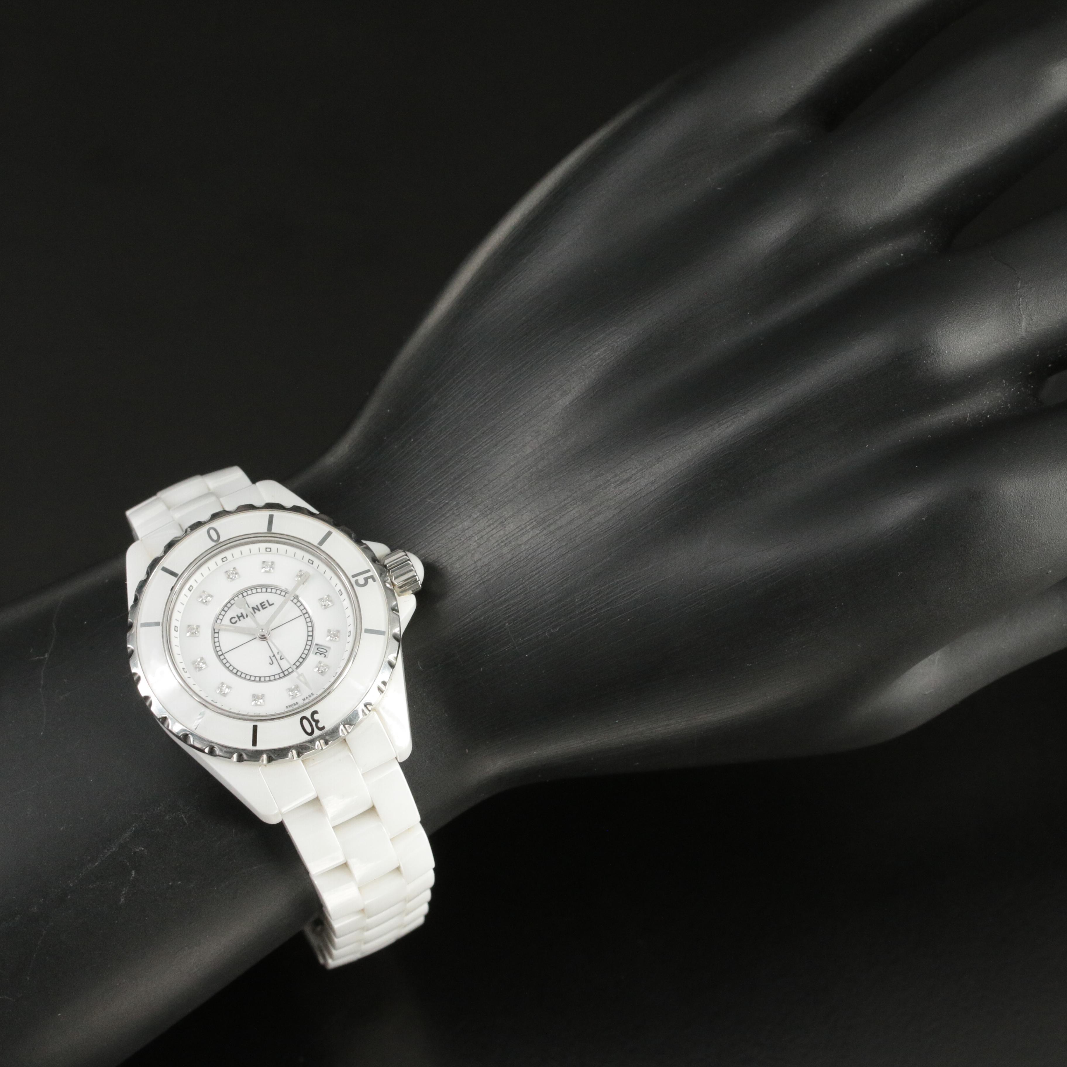 Chanel J12 Diamond Dial, Ceramic Case Quartz Watch