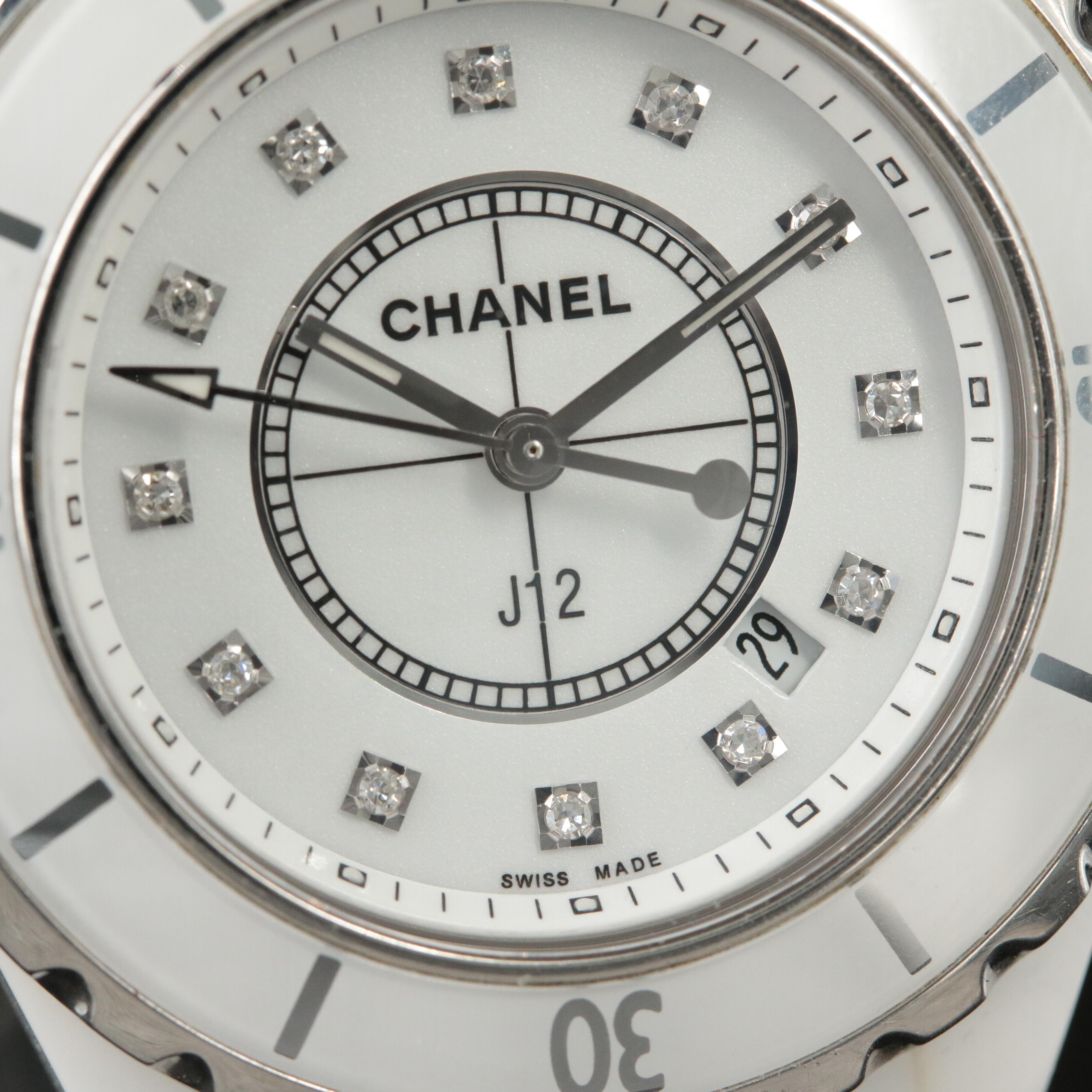 Chanel J12 Diamond Dial, Ceramic Case Quartz Watch