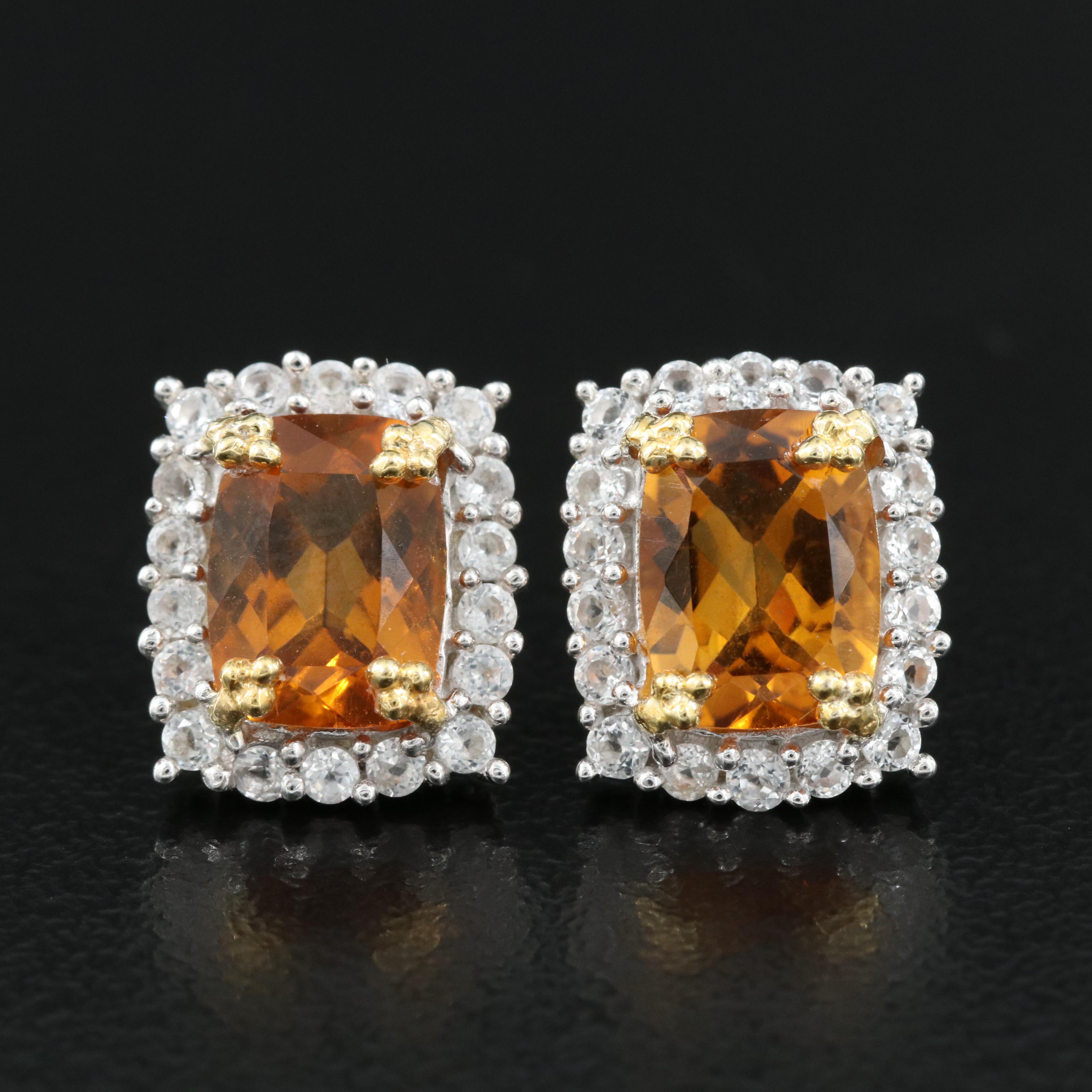 Sterling Citrine and Topaz Earrings