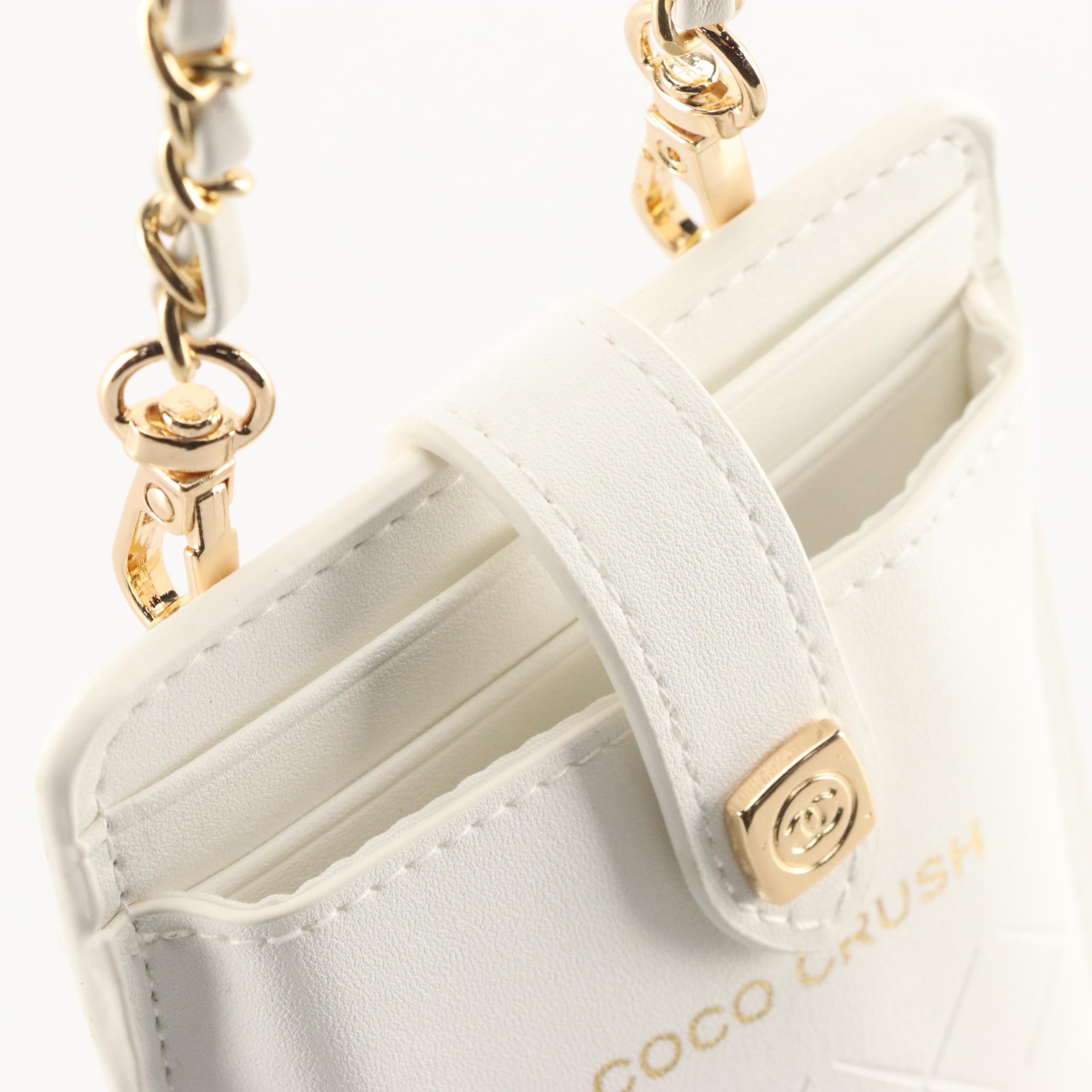 Chanel White Coco Crush Phone Case Crossbody with Interwoven Chain Strap