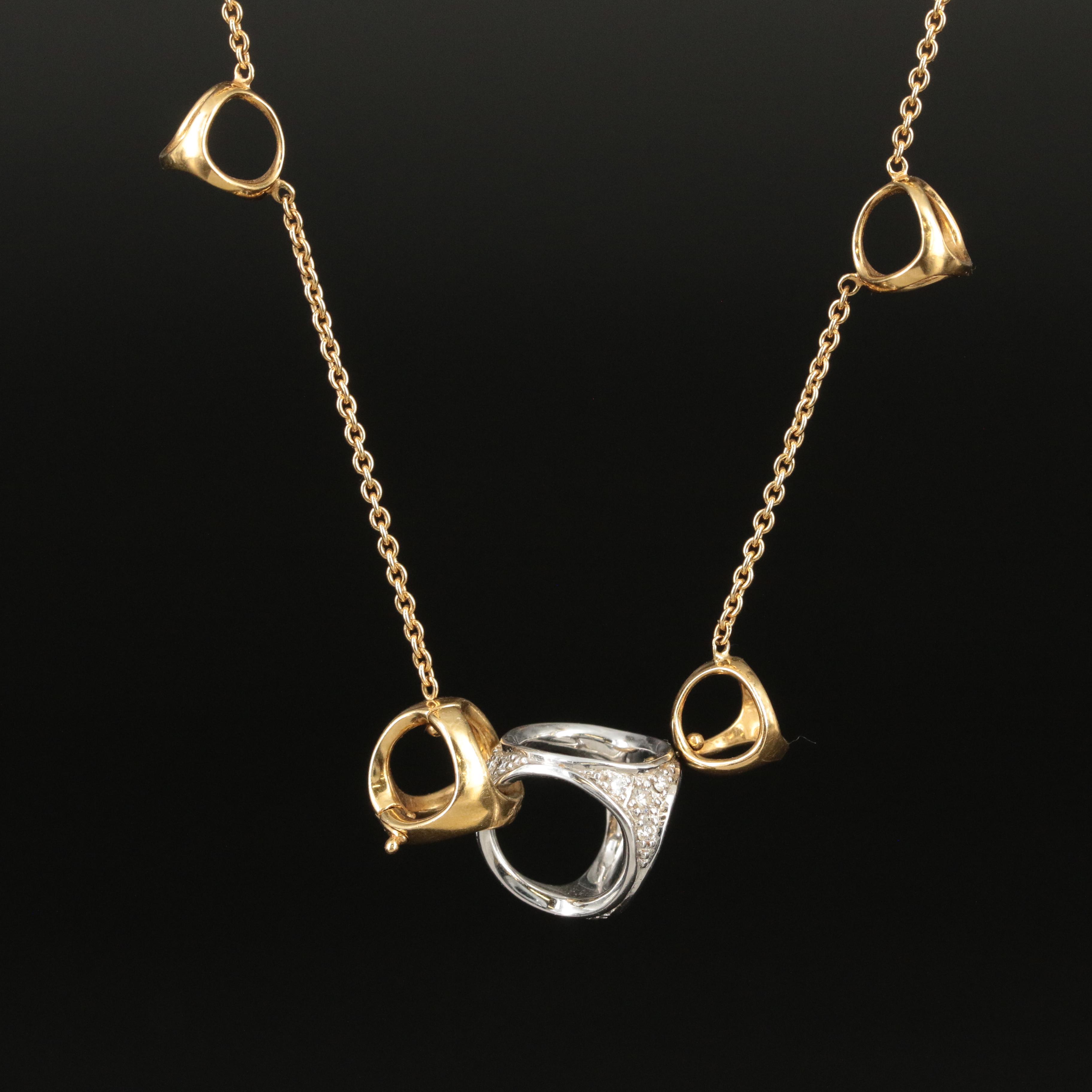 Italian Di Modolo "Triadra" 18K Two-Tone 0.56 CTW Diamond Station Necklace