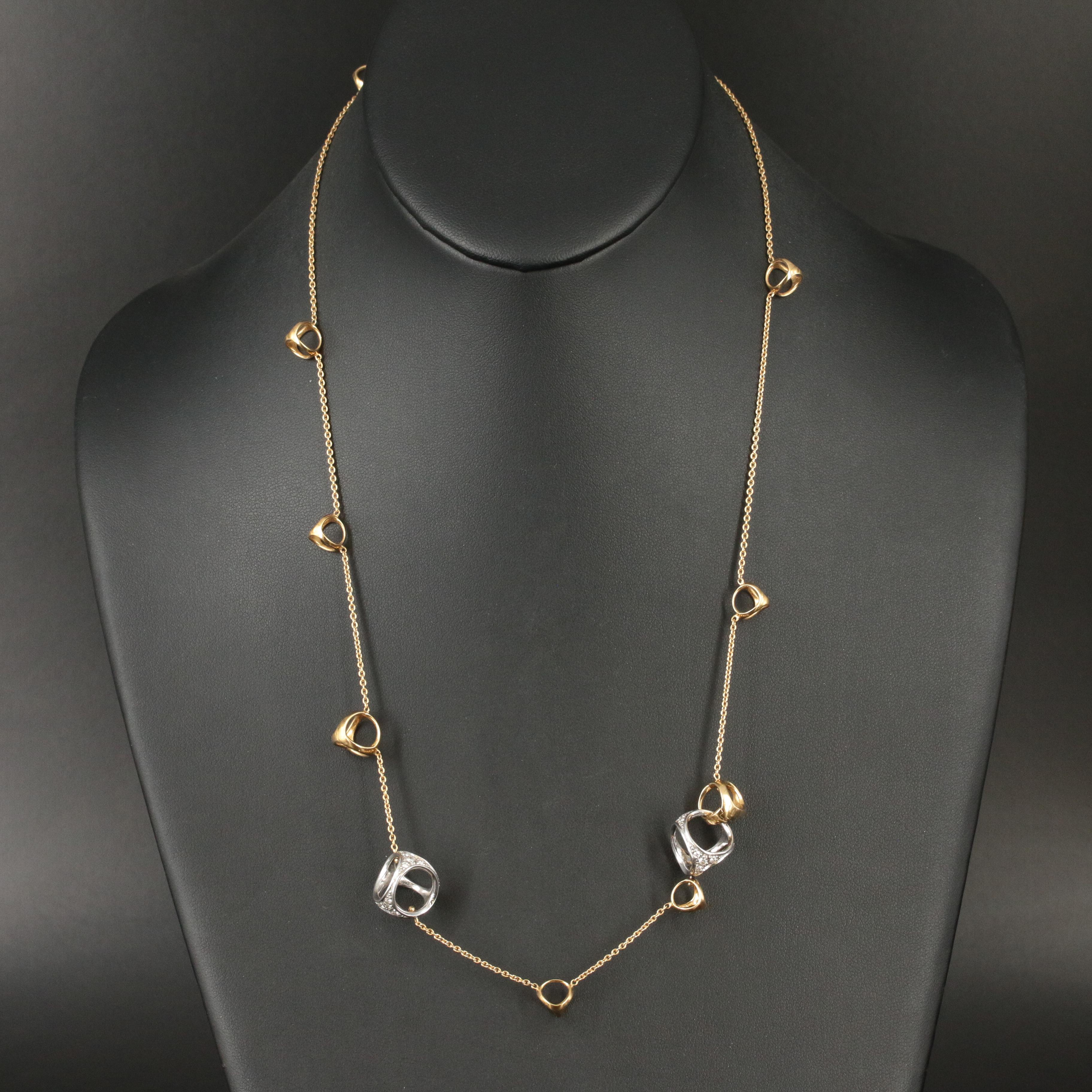 Italian Di Modolo "Triadra" 18K Two-Tone 0.56 CTW Diamond Station Necklace