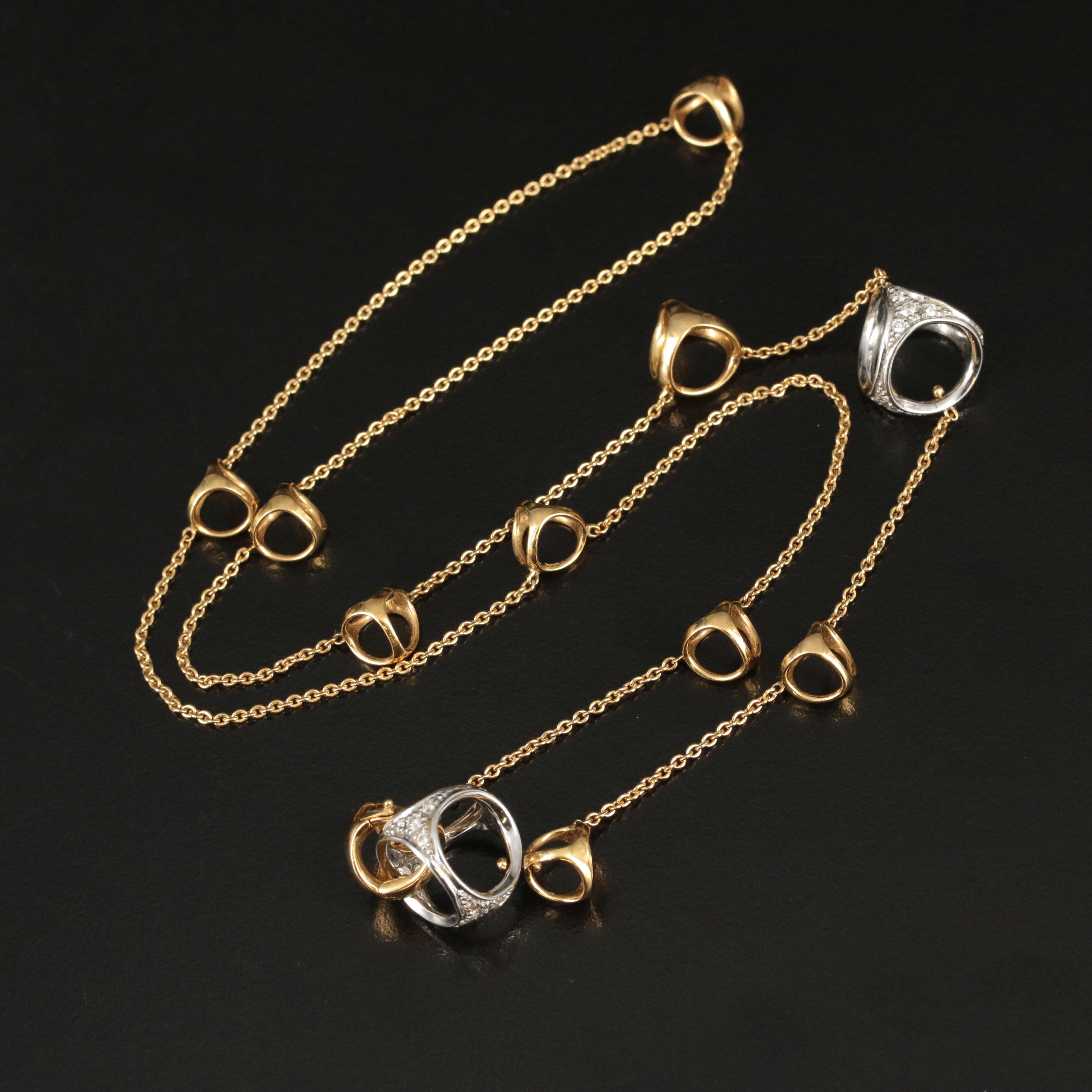 Italian Di Modolo "Triadra" 18K Two-Tone 0.56 CTW Diamond Station Necklace