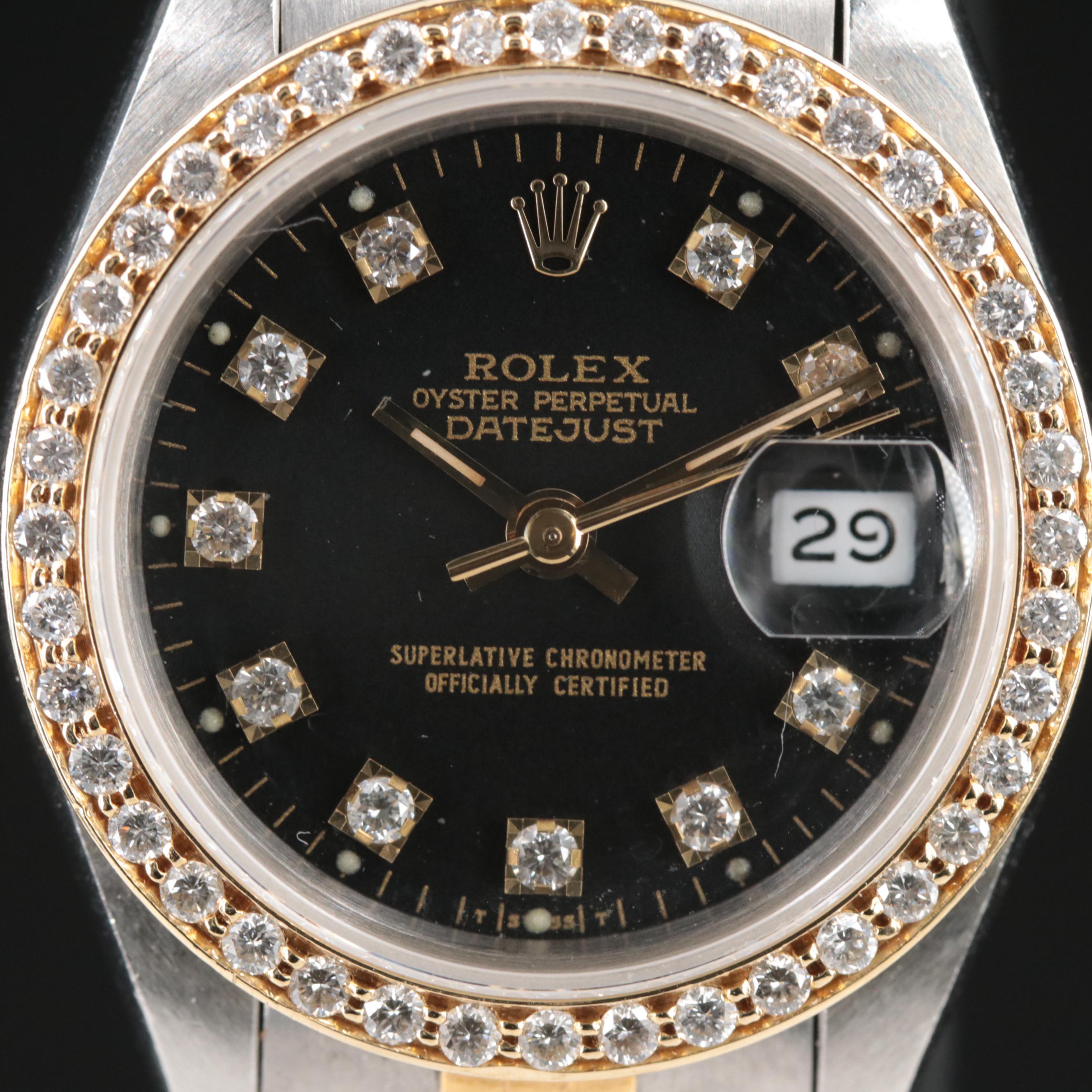 1991 Rolex Custom Diamond Dial and Bezel Datejust Watch