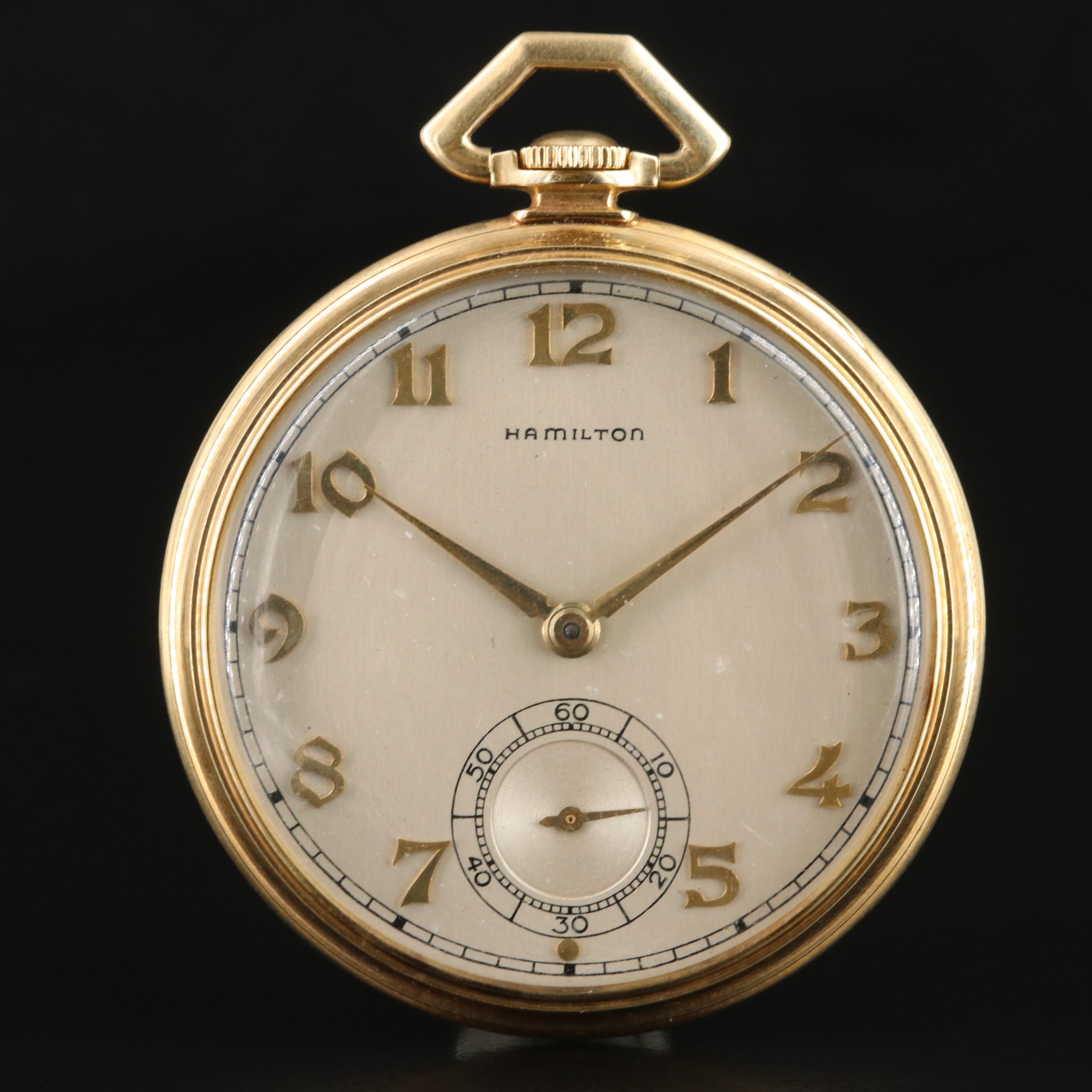 14K Hamilton Vintage Open Face Pocket Watch