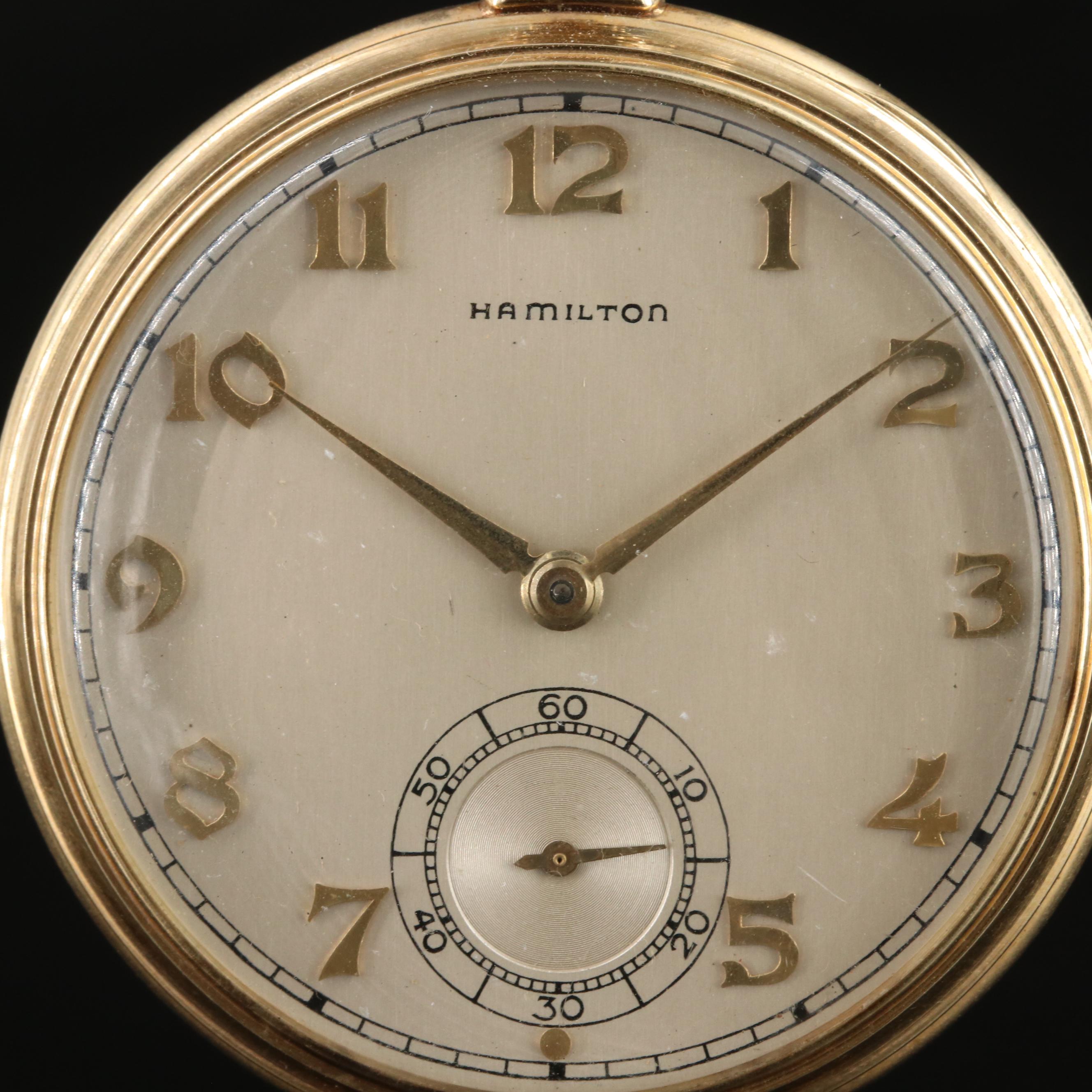 14K Hamilton Vintage Open Face Pocket Watch