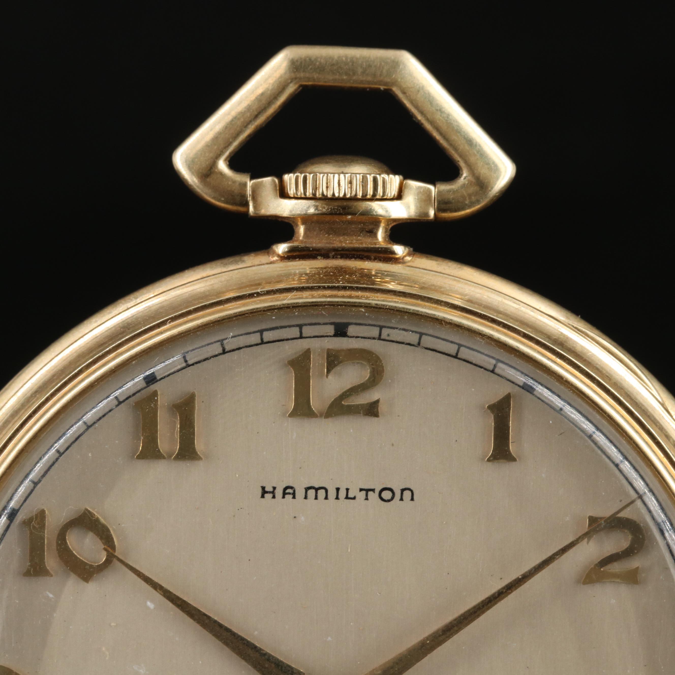 14K Hamilton Vintage Open Face Pocket Watch