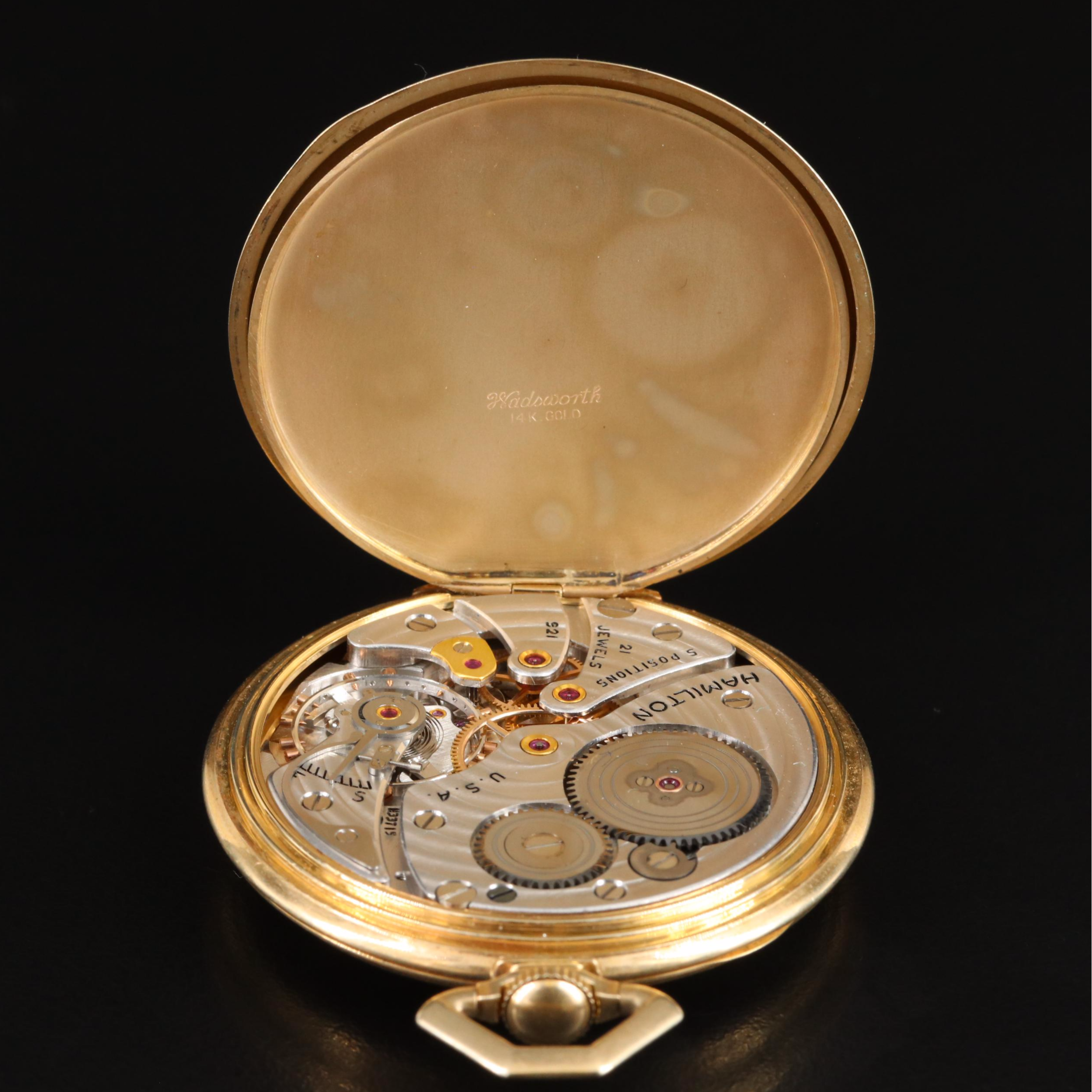 14K Hamilton Vintage Open Face Pocket Watch