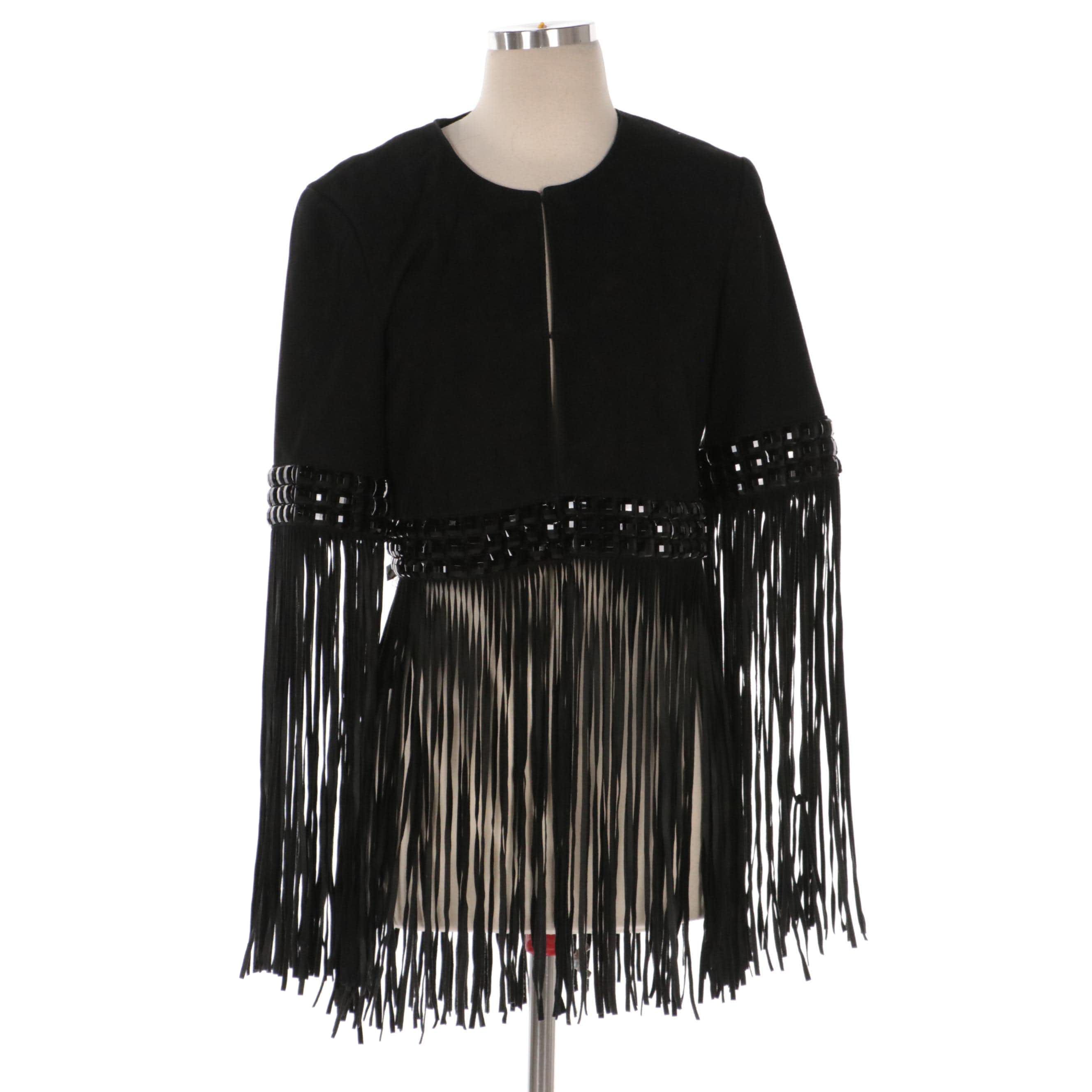 Haute Hippie Embellished Black Suede Fringe Jacket