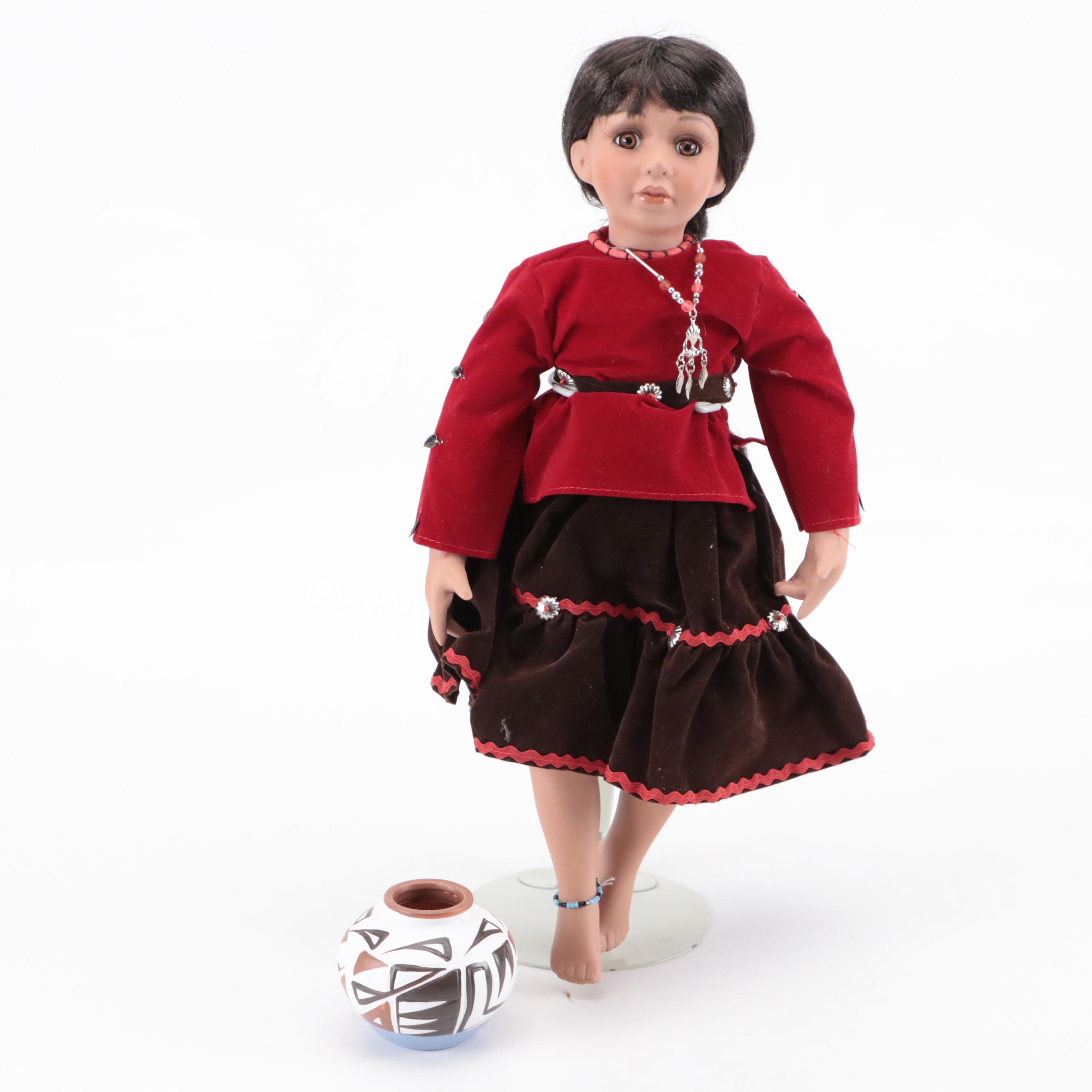 Heritage Signature "Anaba" Porcelain Doll with Pottery Jar