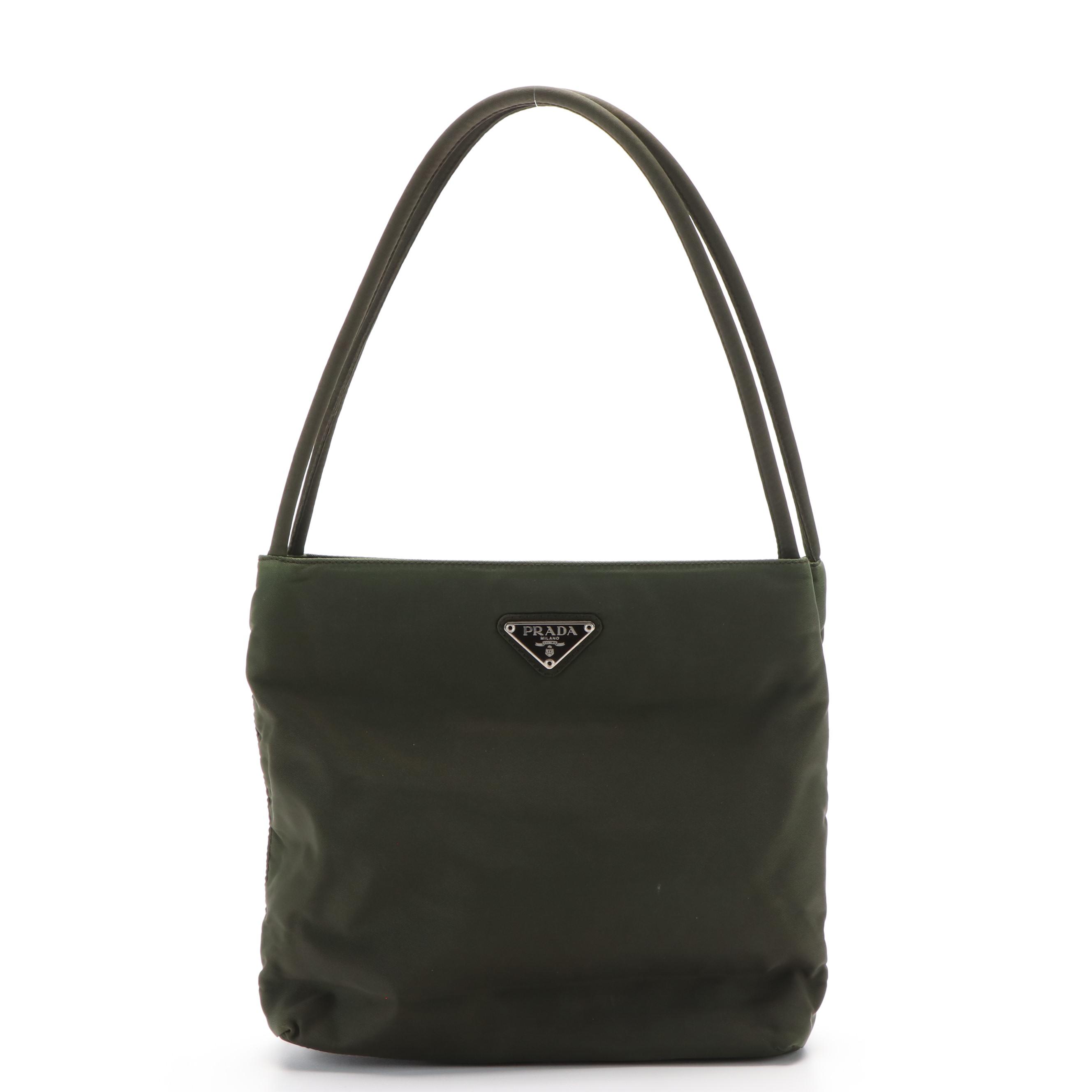 Prada Vela Shoulder Bag in Olive Nylon