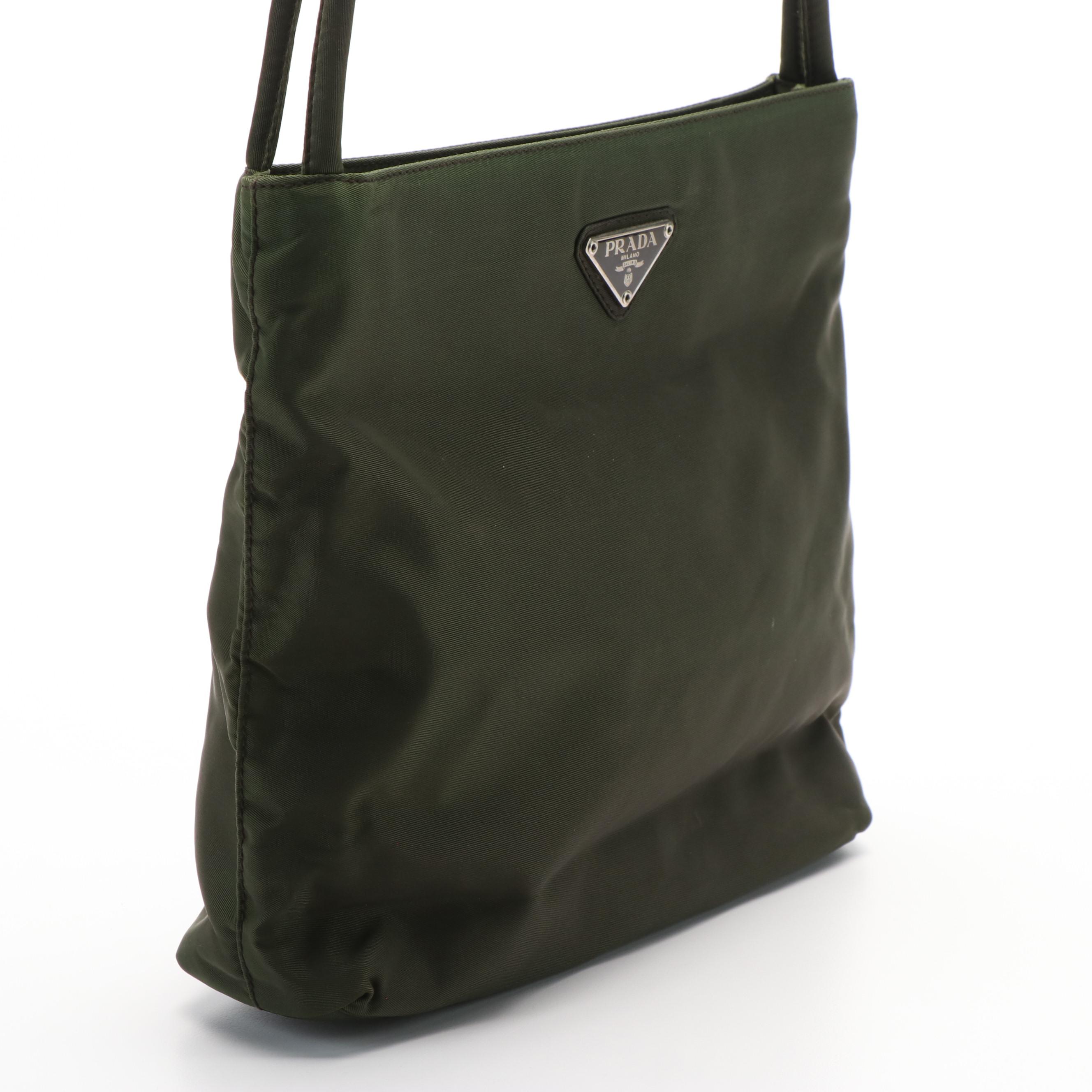 Prada Vela Shoulder Bag in Olive Nylon