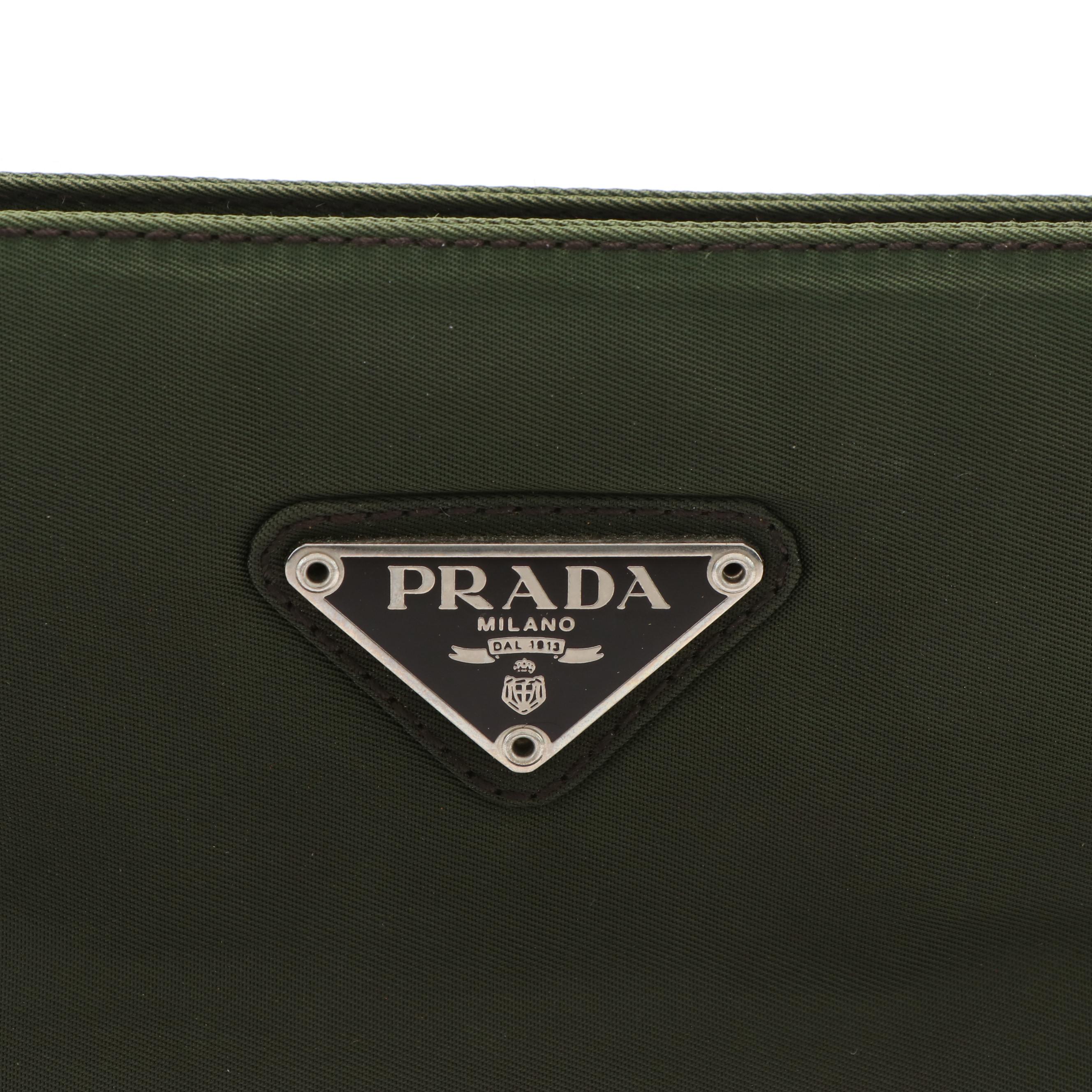 Prada Vela Shoulder Bag in Olive Nylon