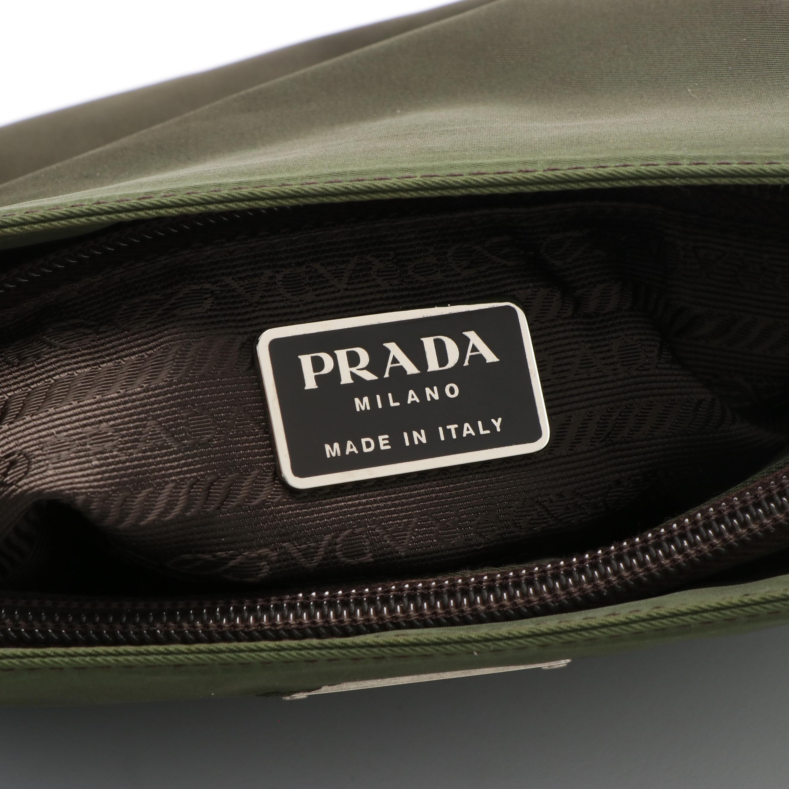 Prada Vela Shoulder Bag in Olive Nylon