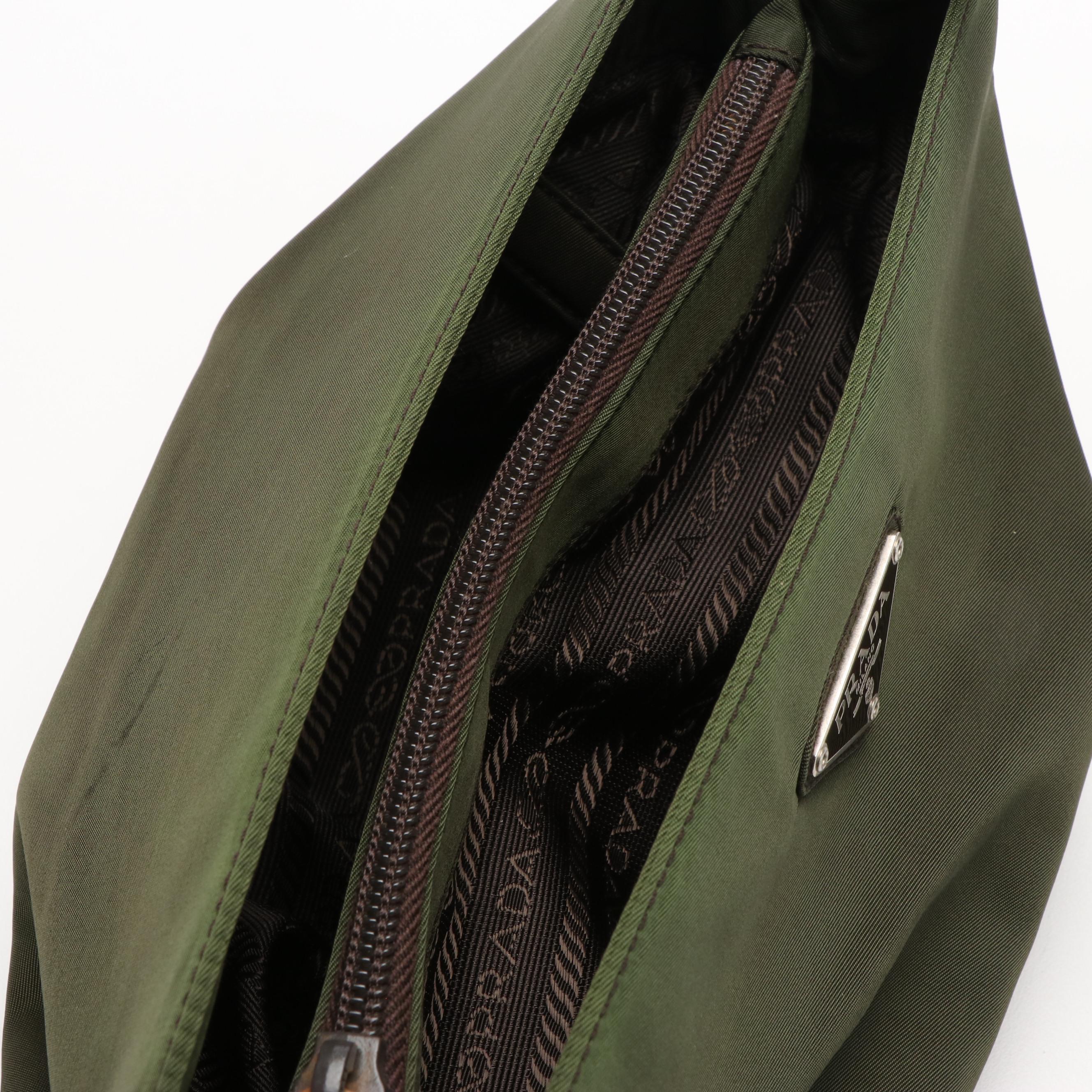 Prada Vela Shoulder Bag in Olive Nylon