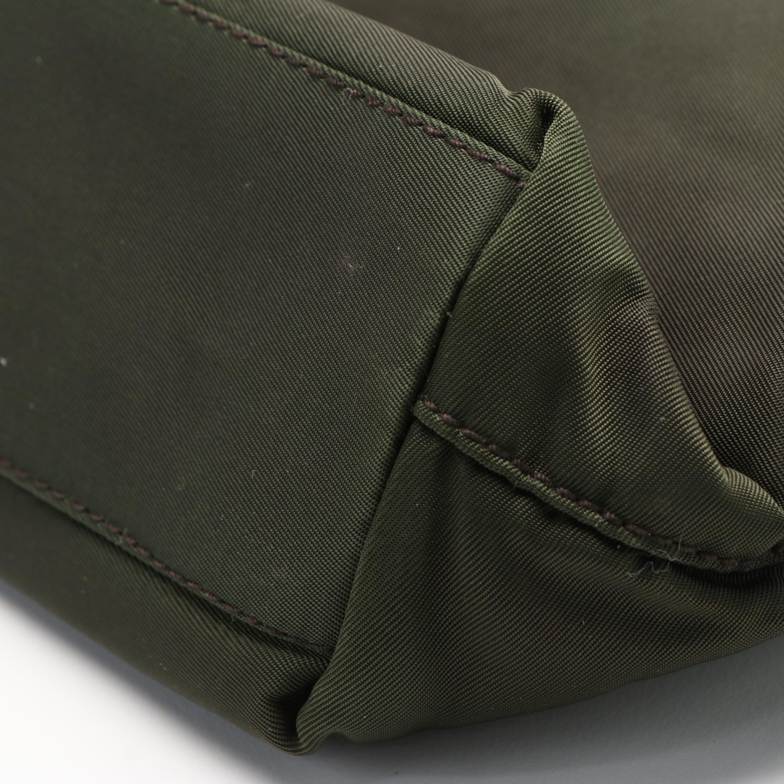 Prada Vela Shoulder Bag in Olive Nylon