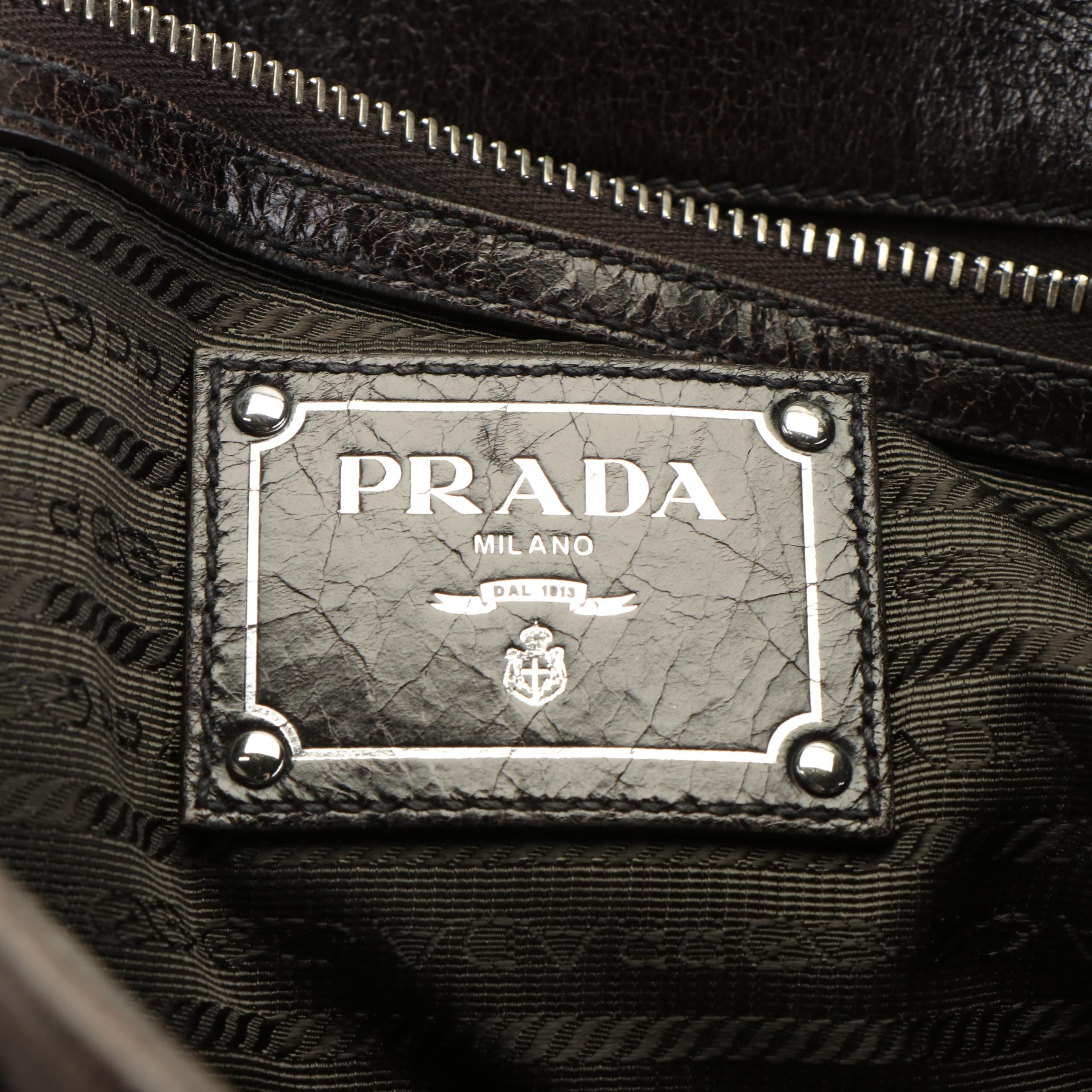 Prada Tessuto Nylon Vitello Leather Shine Dome Satchel