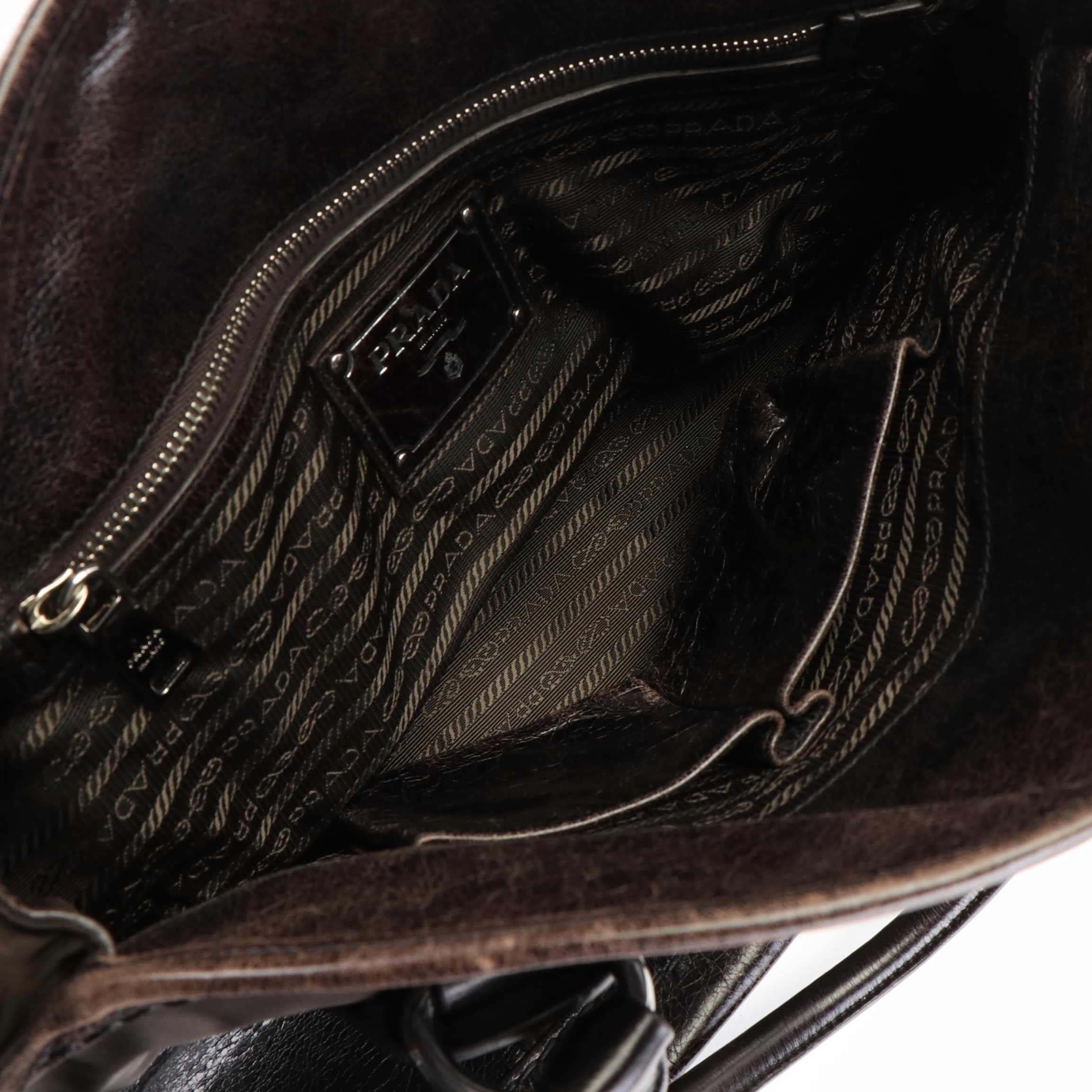 Prada Tessuto Nylon Vitello Leather Shine Dome Satchel