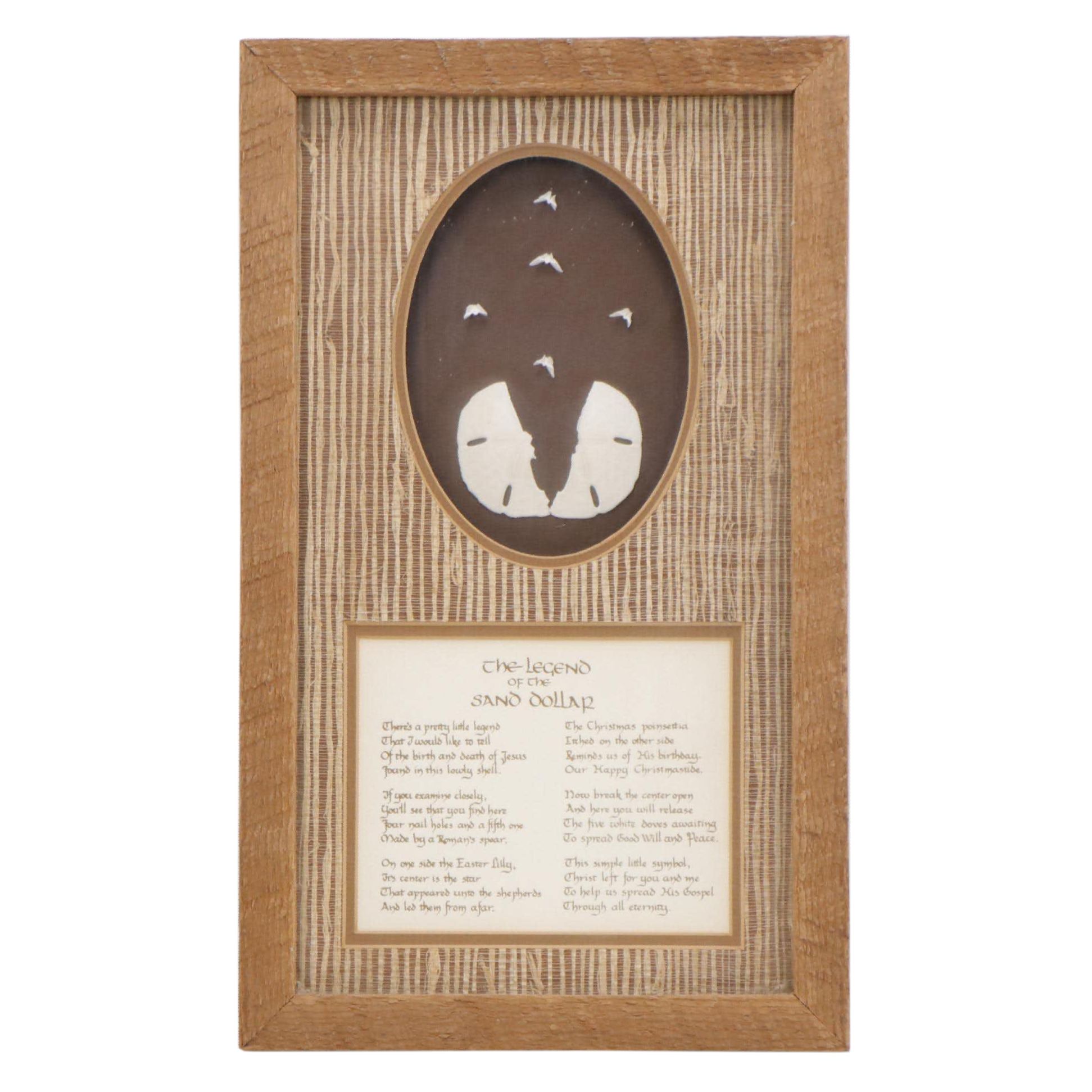"The Legend of the Sand Dollar" Mounted Sand Dollar with Poem