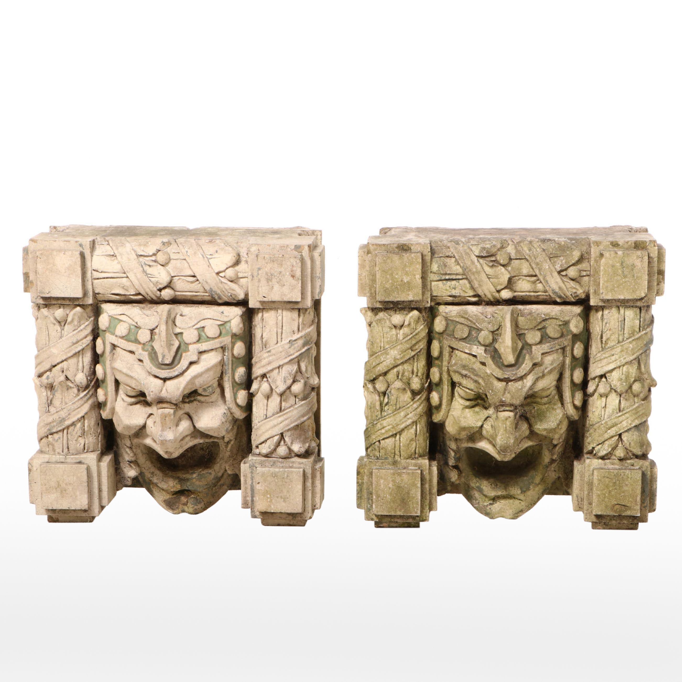 Cast Concrete Gargoyle Face Downspout Covers EBTH