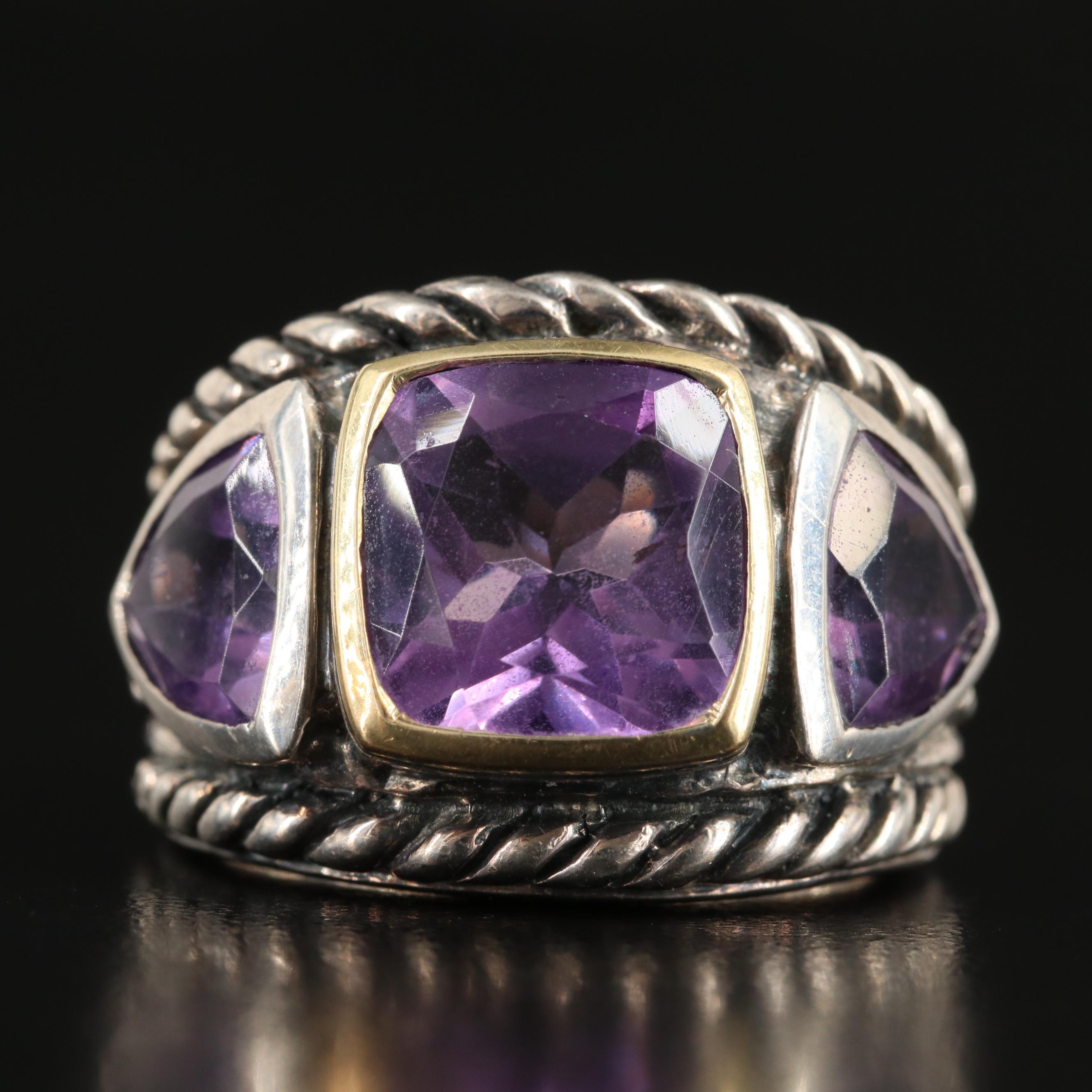 Sterling Amethyst Ring with 18K Accent