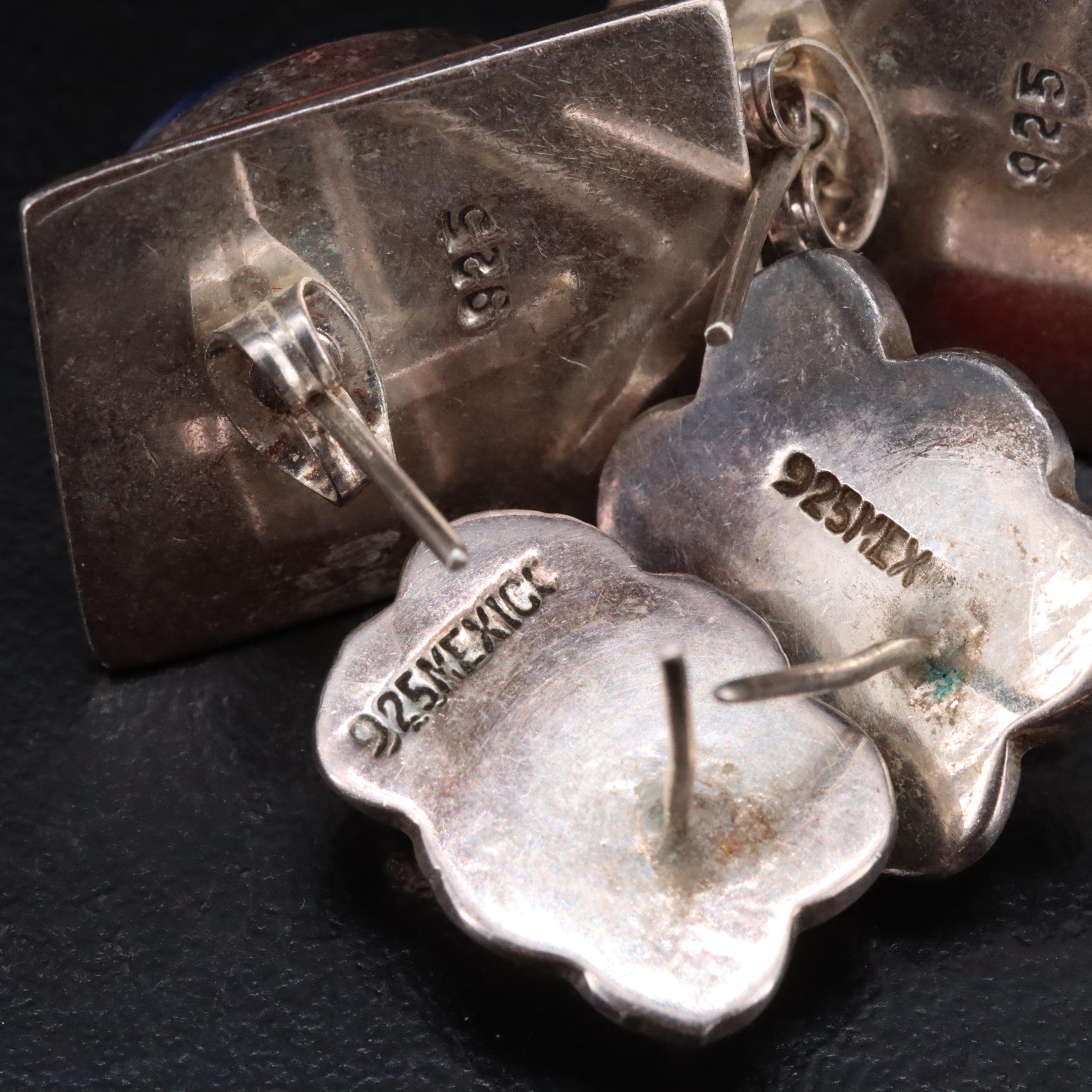 Sterling Earrings Including Mexican, Sodalite and Obsidian