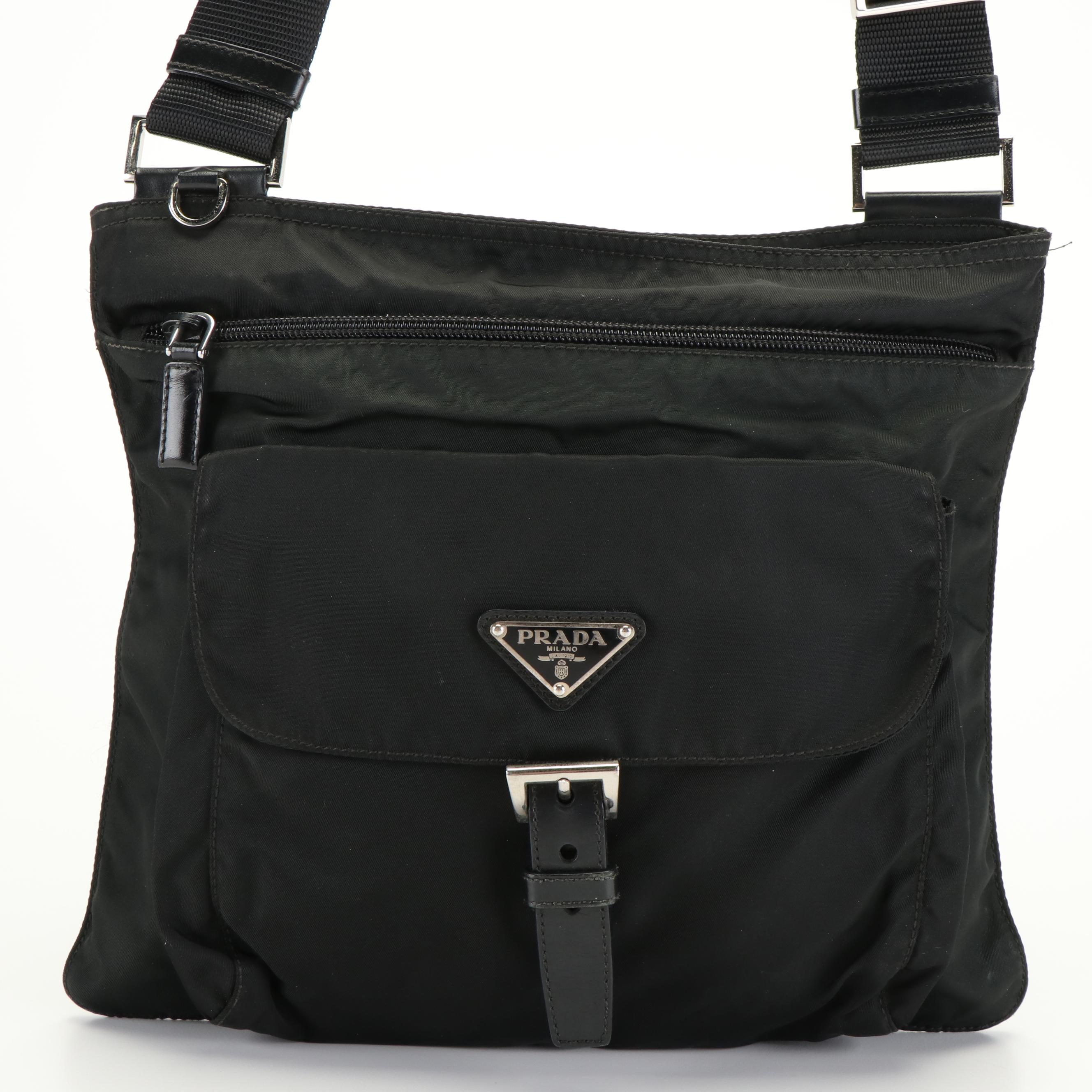 Prada Vela Tessuto Black Nylon Messenger Bag