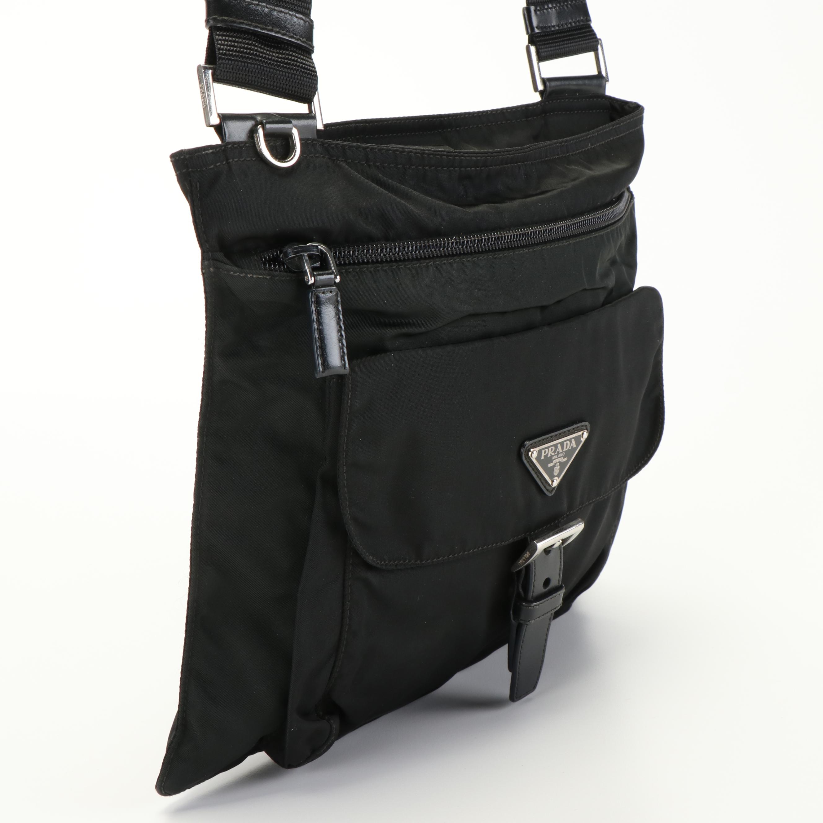 Prada Vela Tessuto Black Nylon Messenger Bag