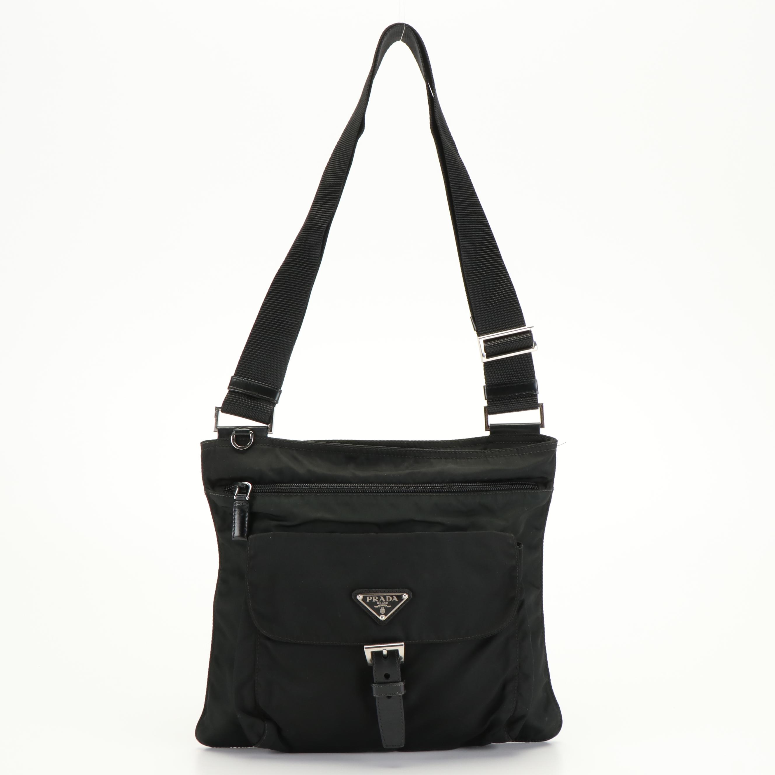 Prada Vela Tessuto Black Nylon Messenger Bag