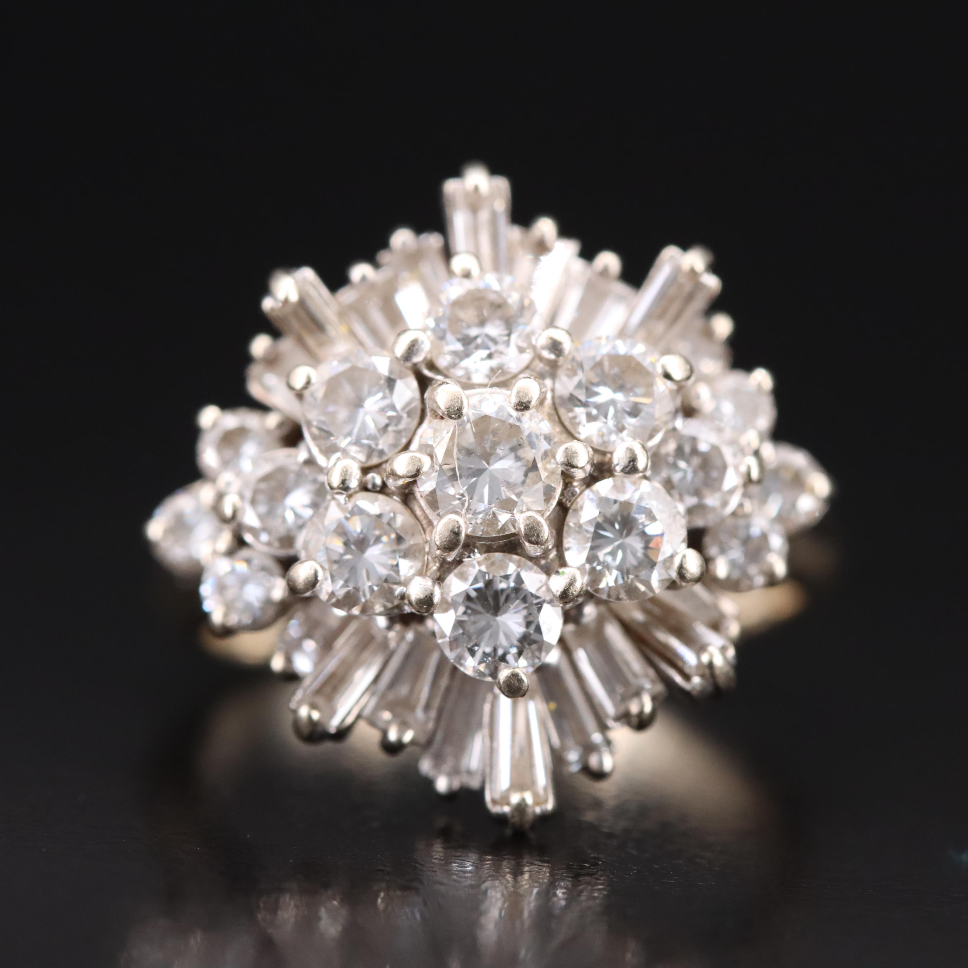 14K 2.00 CTW Diamond Cluster Ring