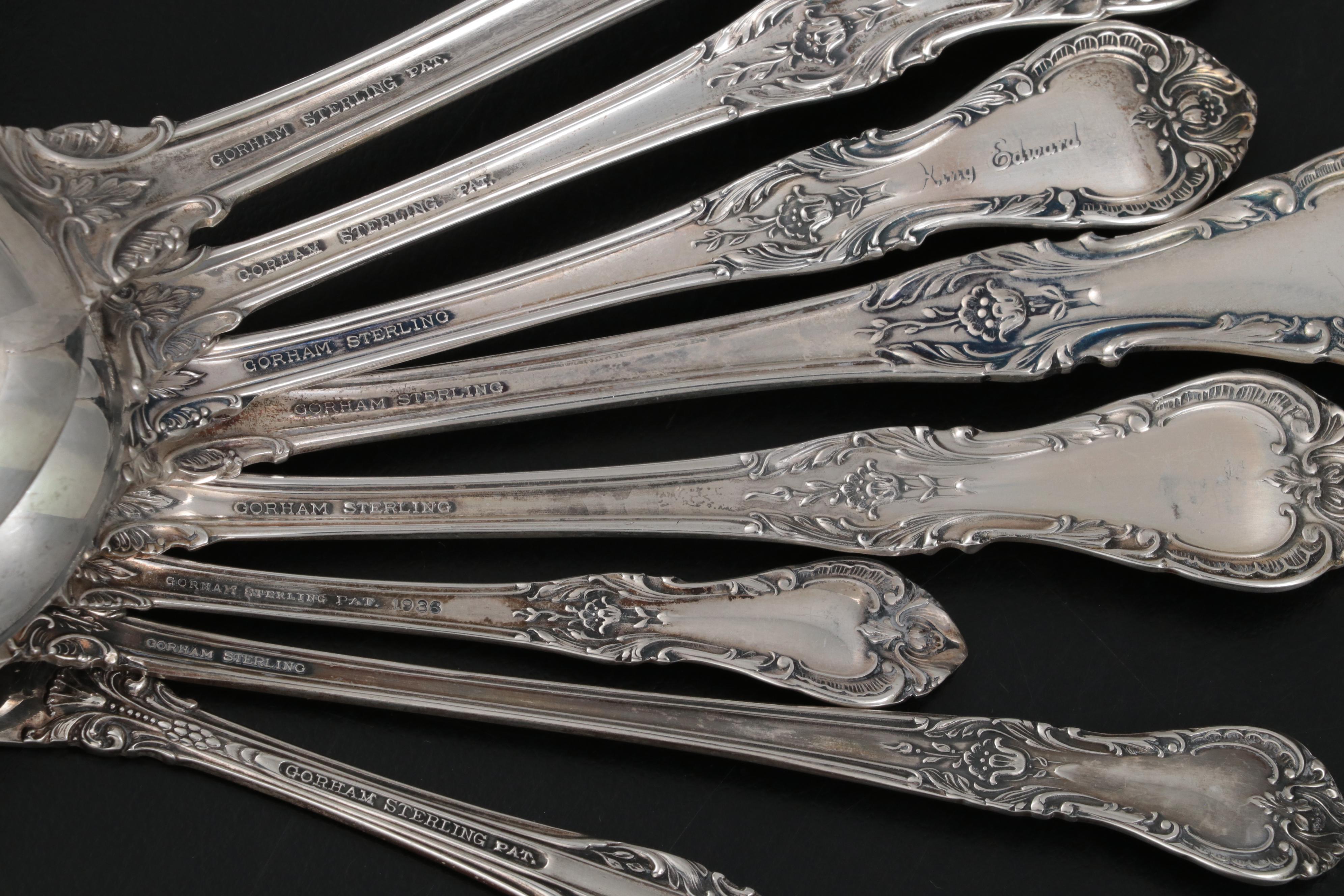Gorham "King Edward Sterling Silver Flatware, Mid to Late 20th Century