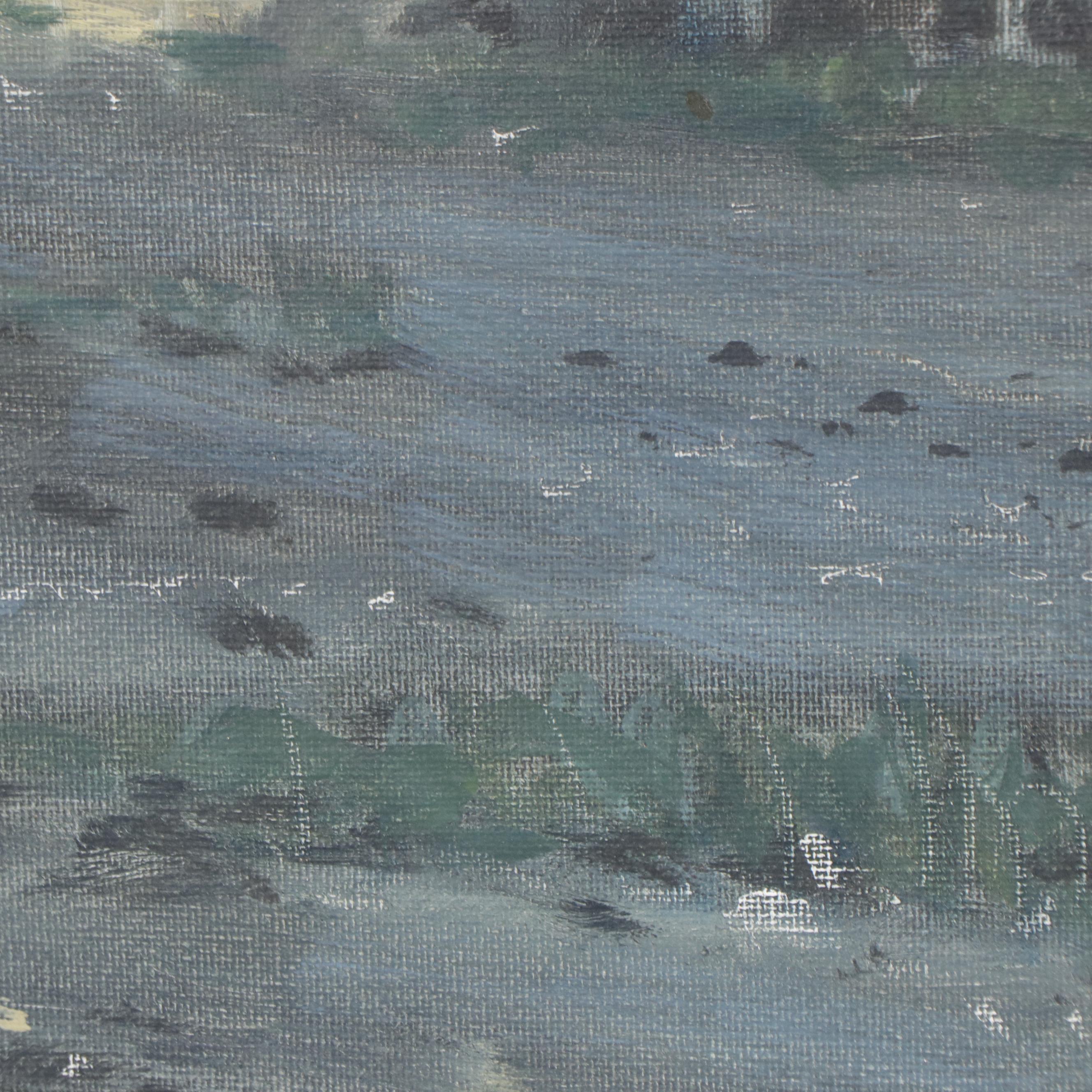 William J. Greenwood Coastal Landscape Oil Painting, Late 20th Century