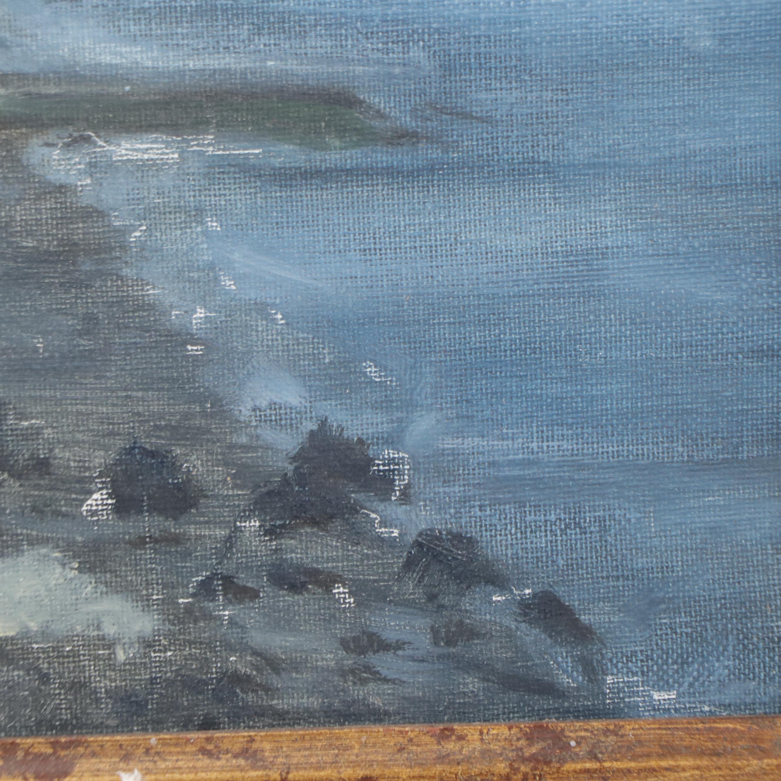 William J. Greenwood Coastal Landscape Oil Painting, Late 20th Century