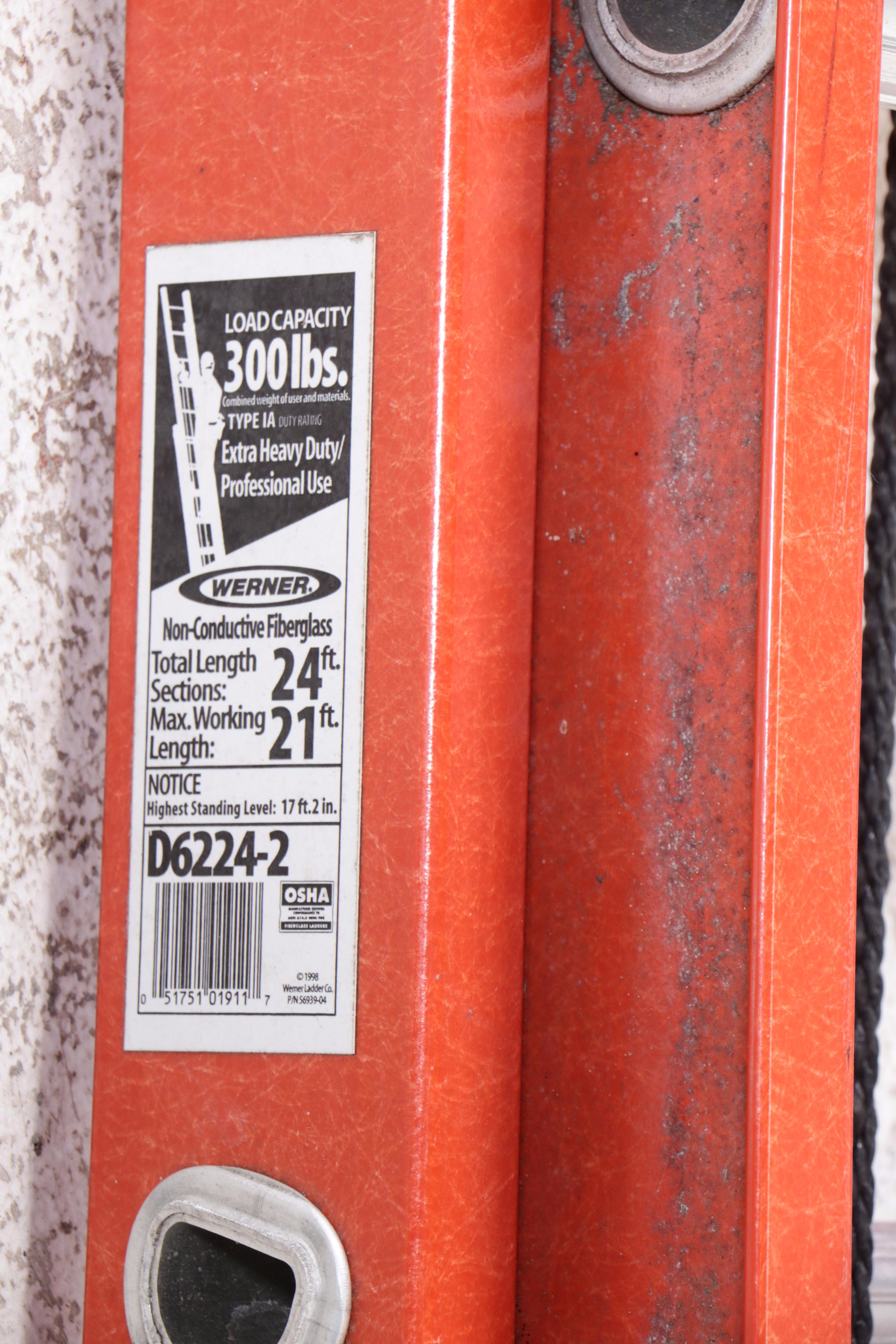 Werner Fiberglass and Aluminum Step Ladder and 24' Extension Ladder