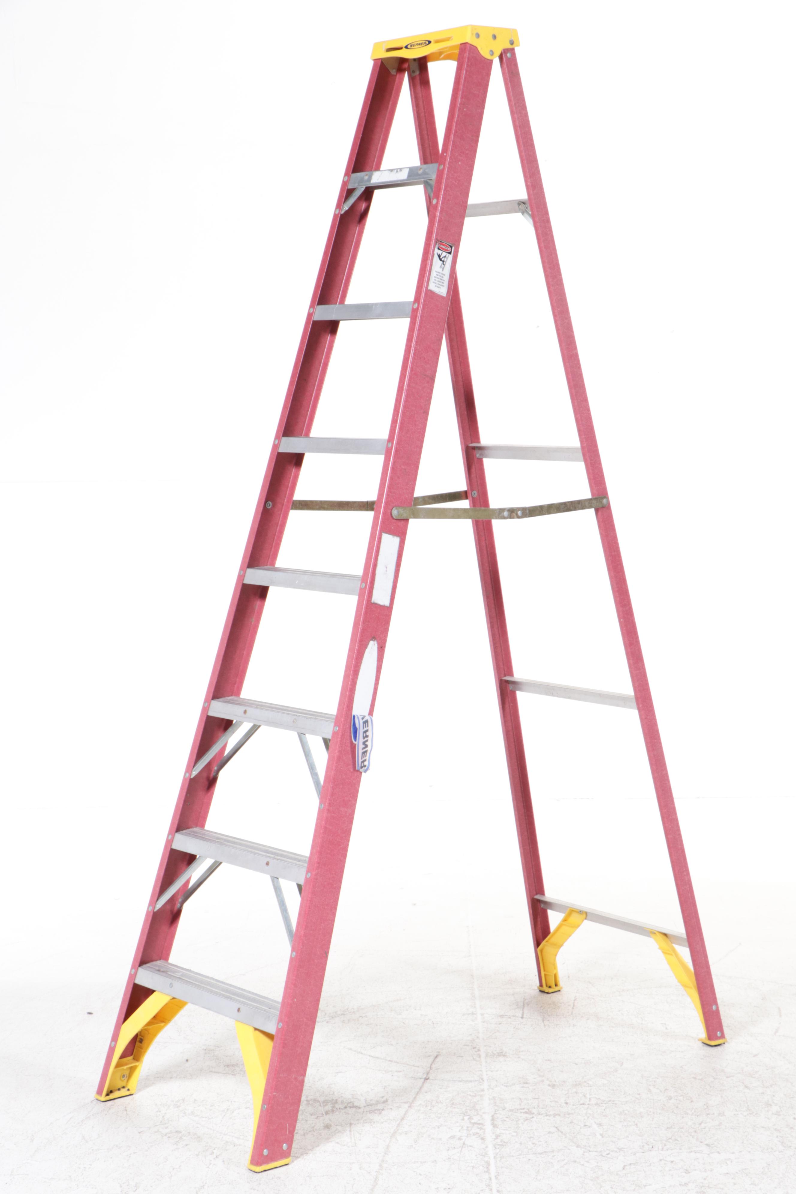 Werner Fiberglass And Aluminum Step Ladder And 24' Extension Ladder | EBTH