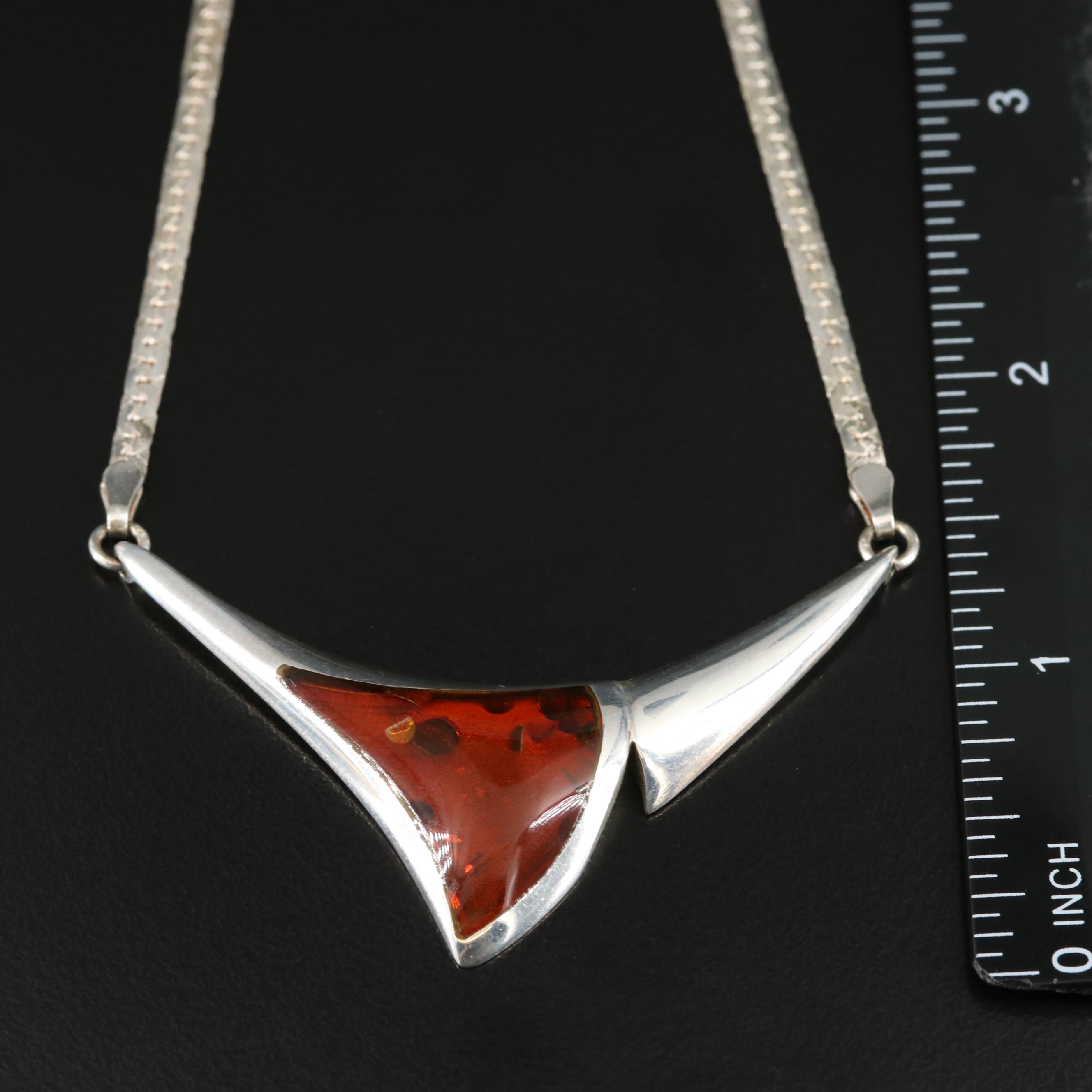 Sterling Amber Necklace