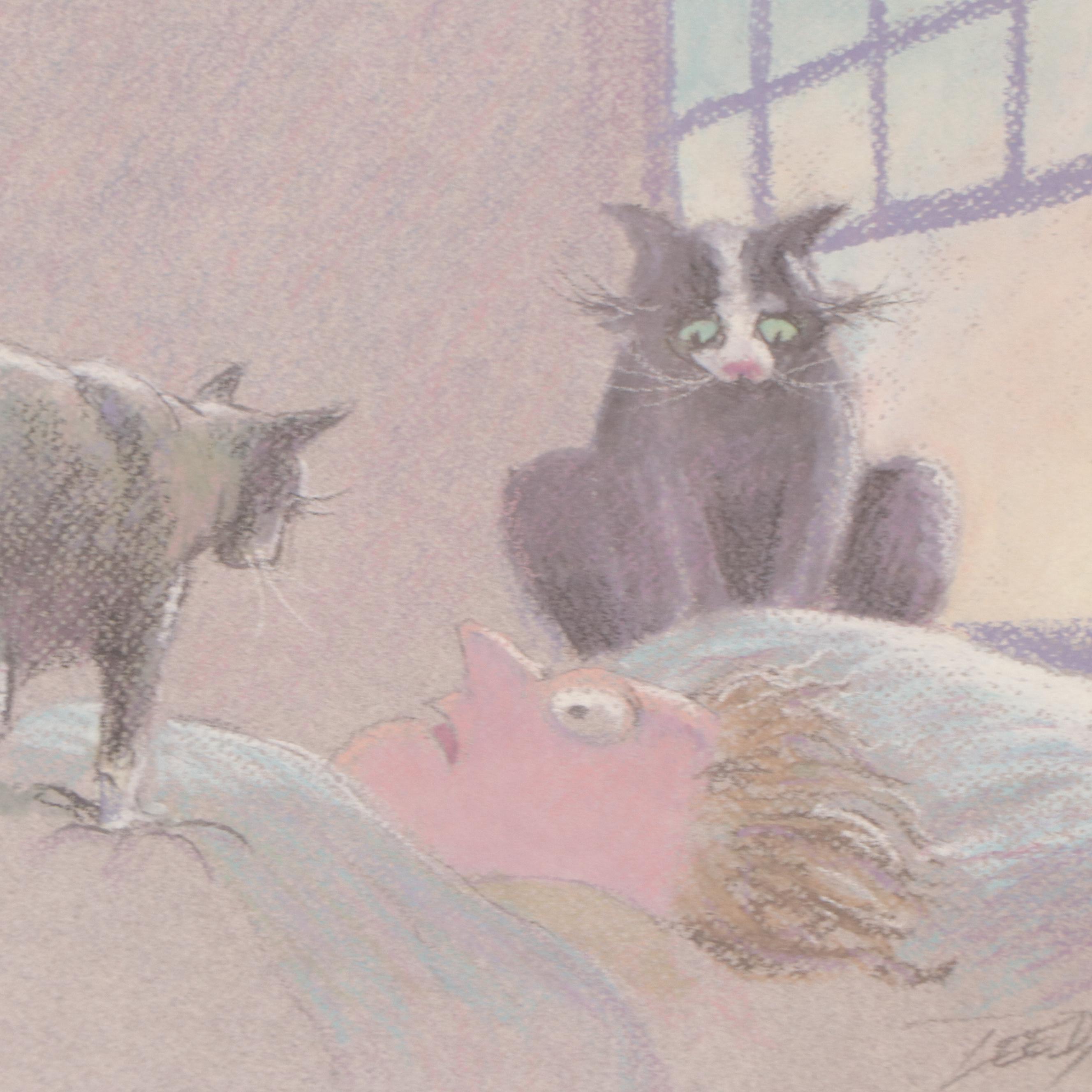 Jeff Leedy Cartoon Offset Lithograph "Demando Cat"