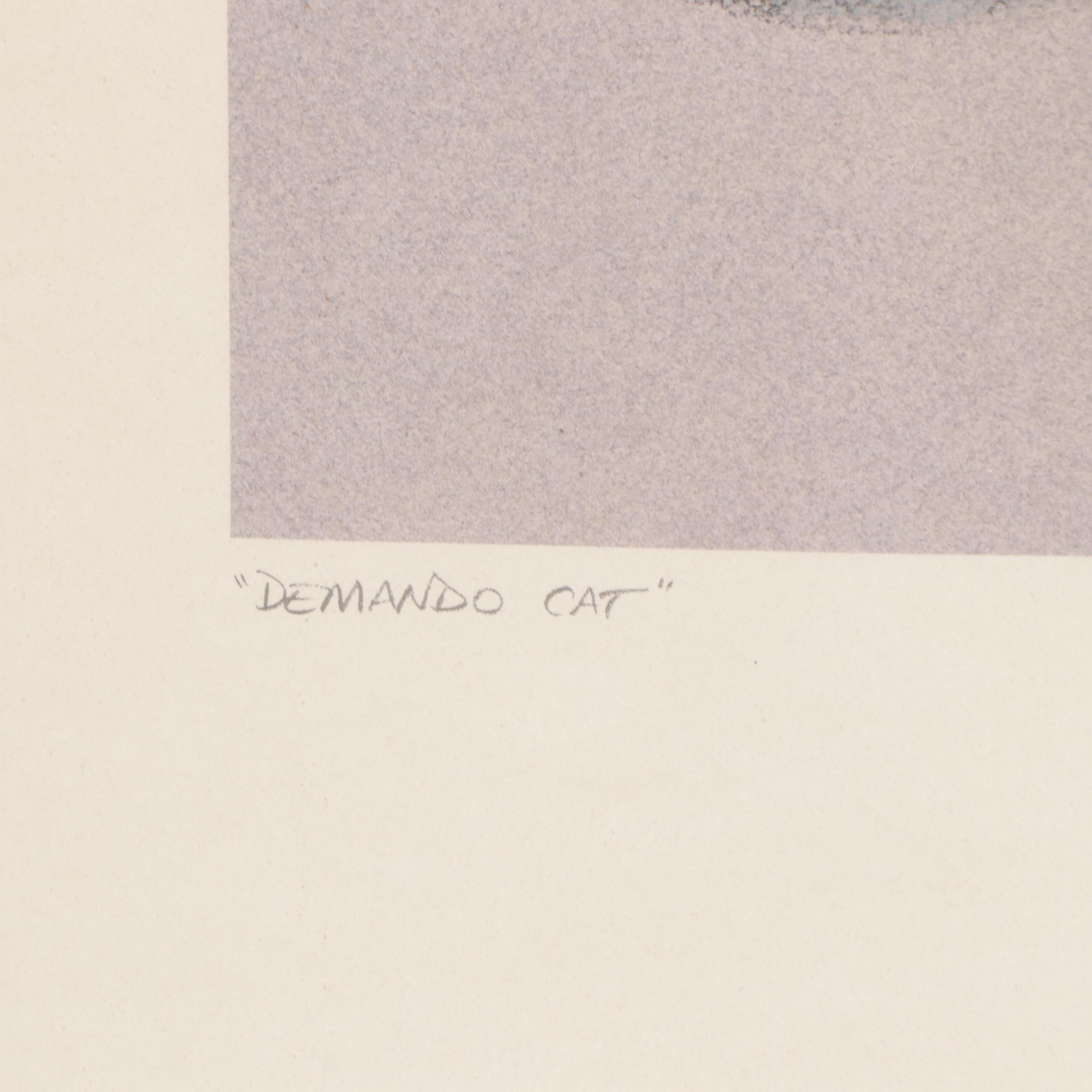 Jeff Leedy Cartoon Offset Lithograph "Demando Cat"
