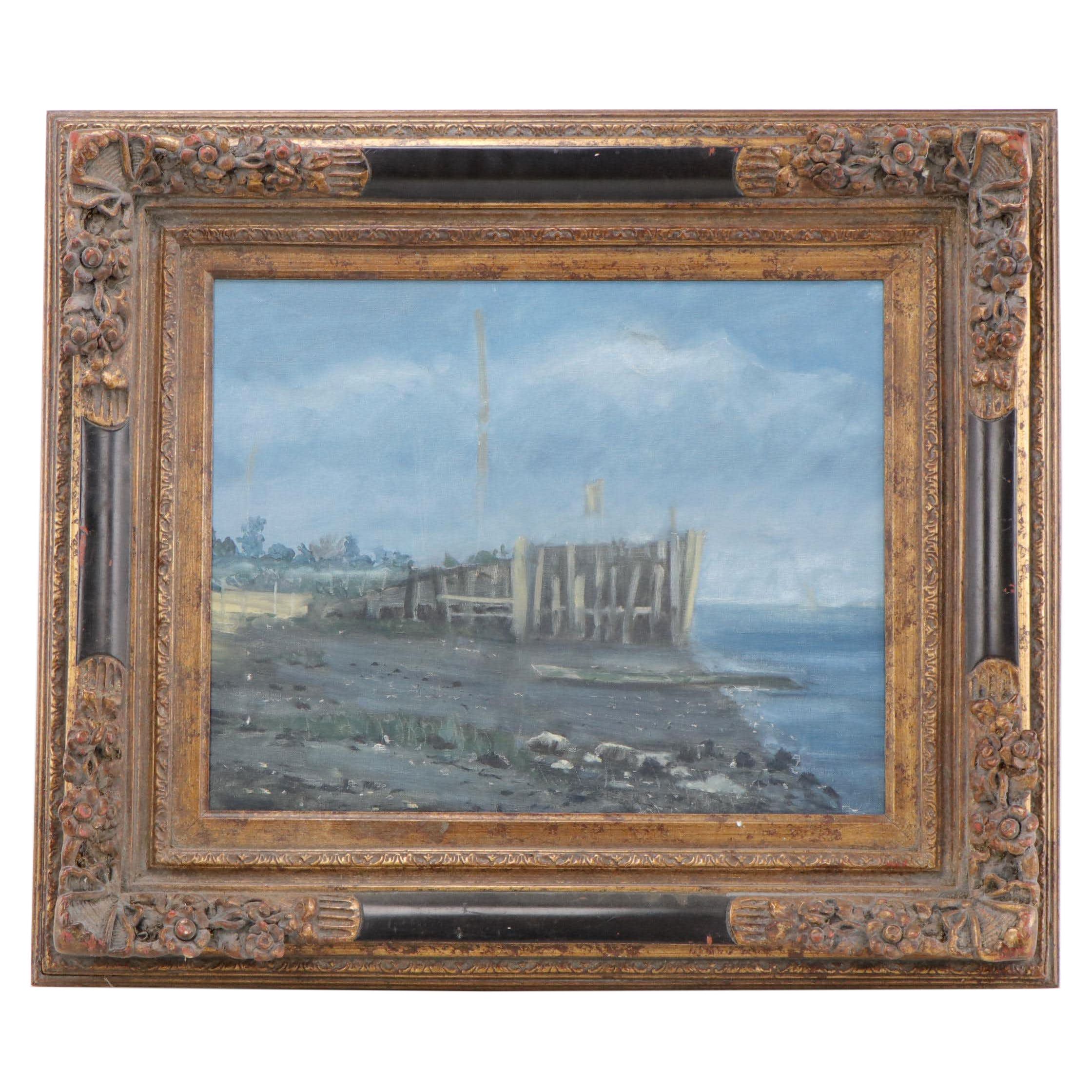 William J. Greenwood Coastal Landscape Oil Painting, Late 20th Century