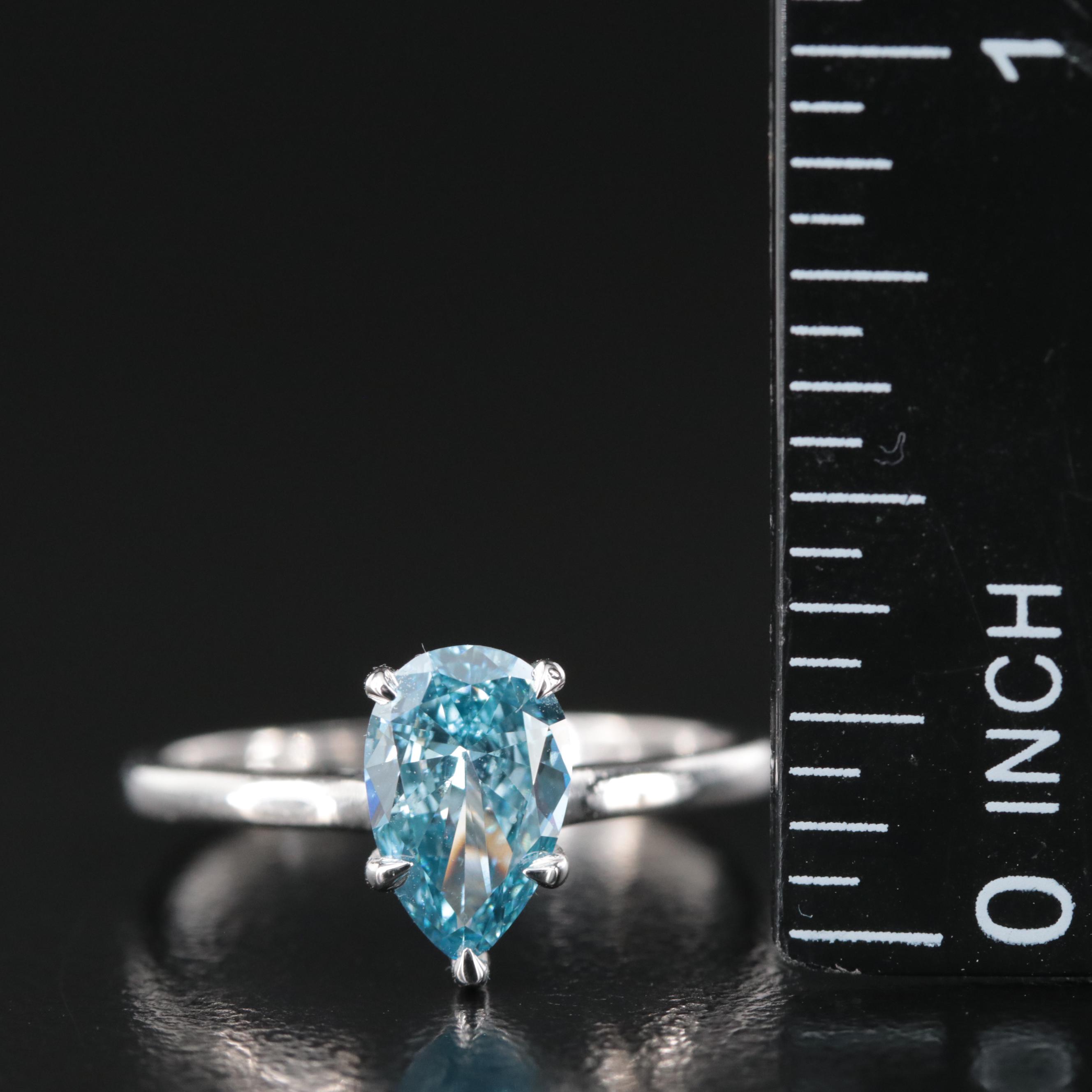 18K 1.02 CT Fancy Blue Diamond Solitaire Ring