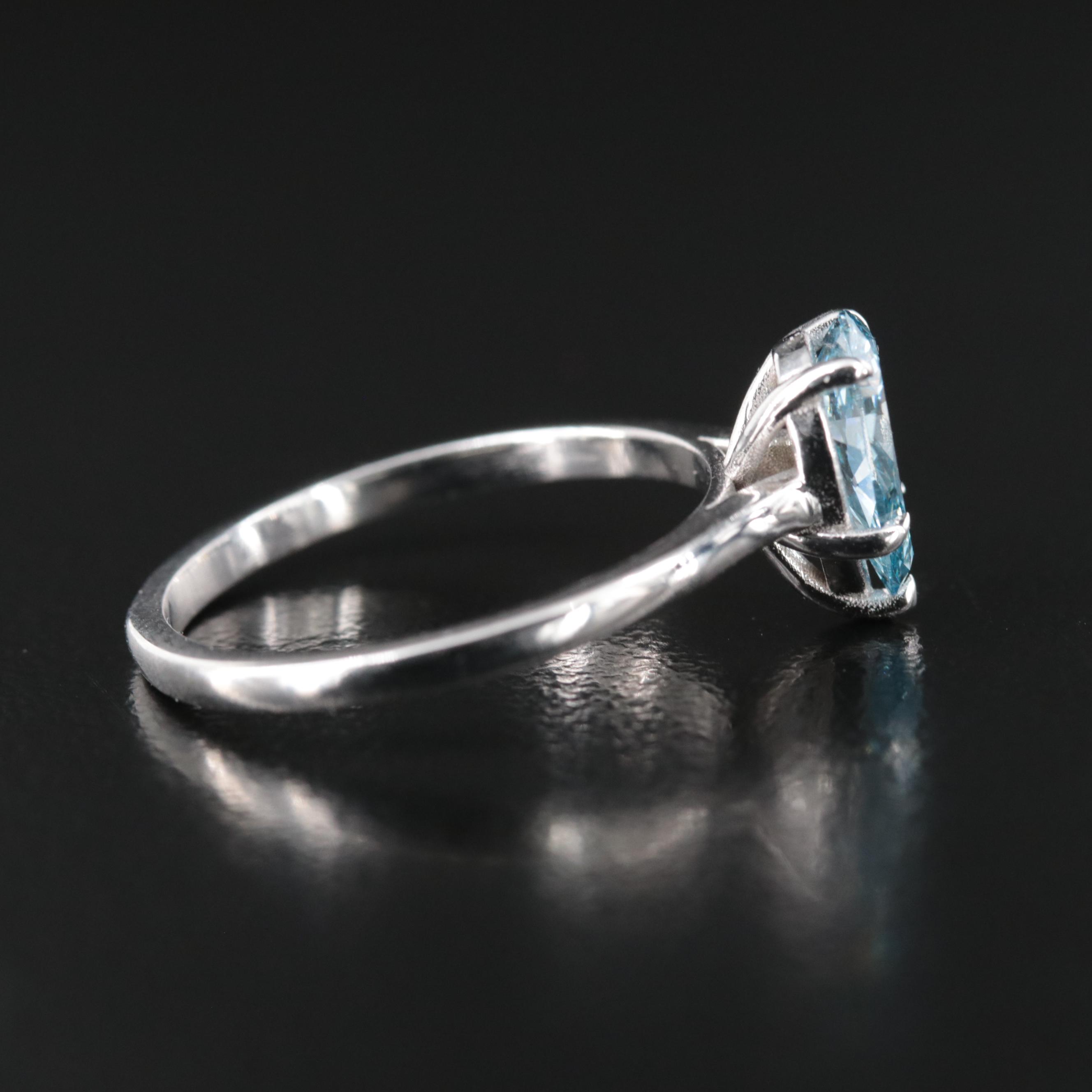 18K 1.02 CT Fancy Blue Diamond Solitaire Ring