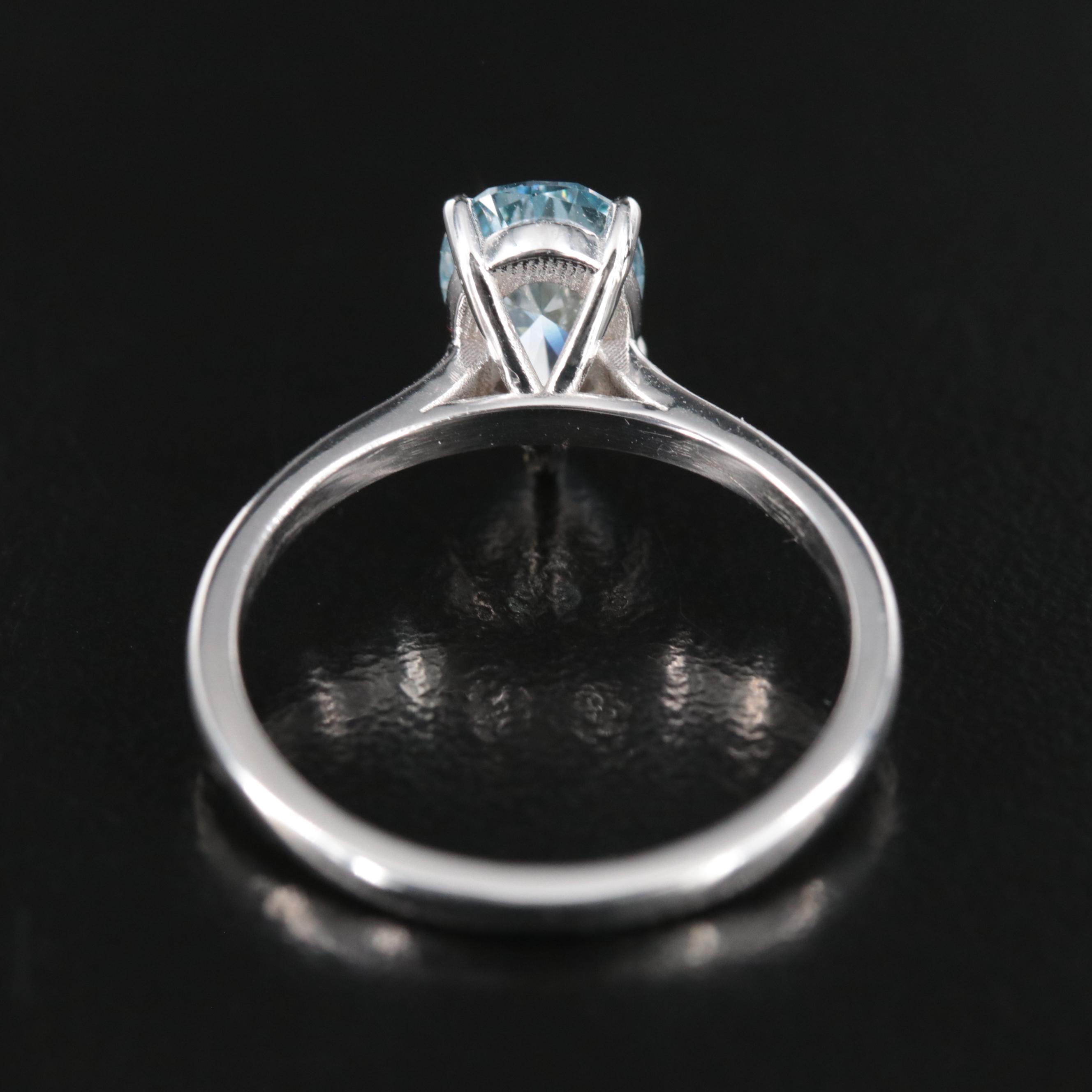 18K 1.02 CT Fancy Blue Diamond Solitaire Ring
