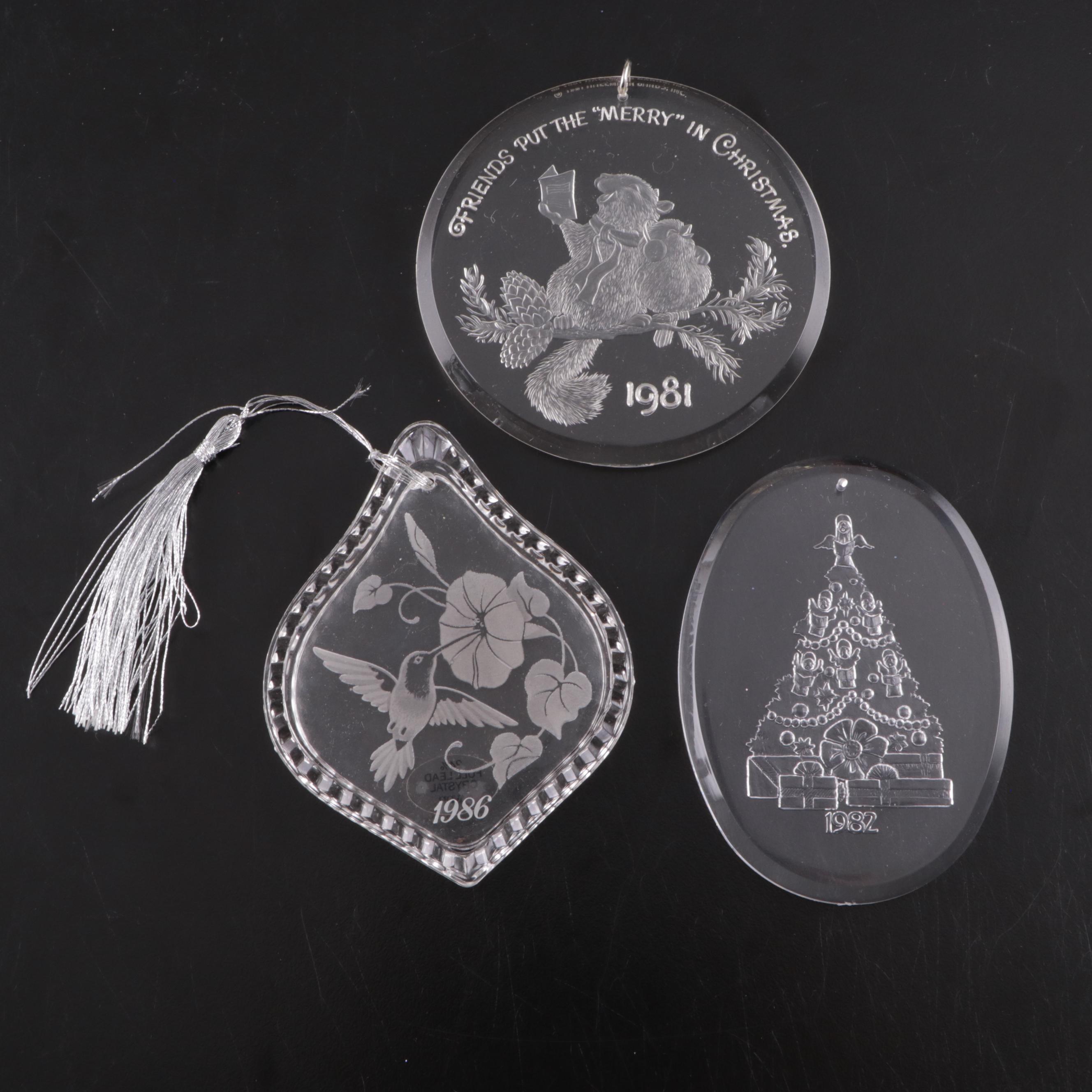 German Opalescent Blown Glass Ornaments with Other Glass Ornaments, Vintage