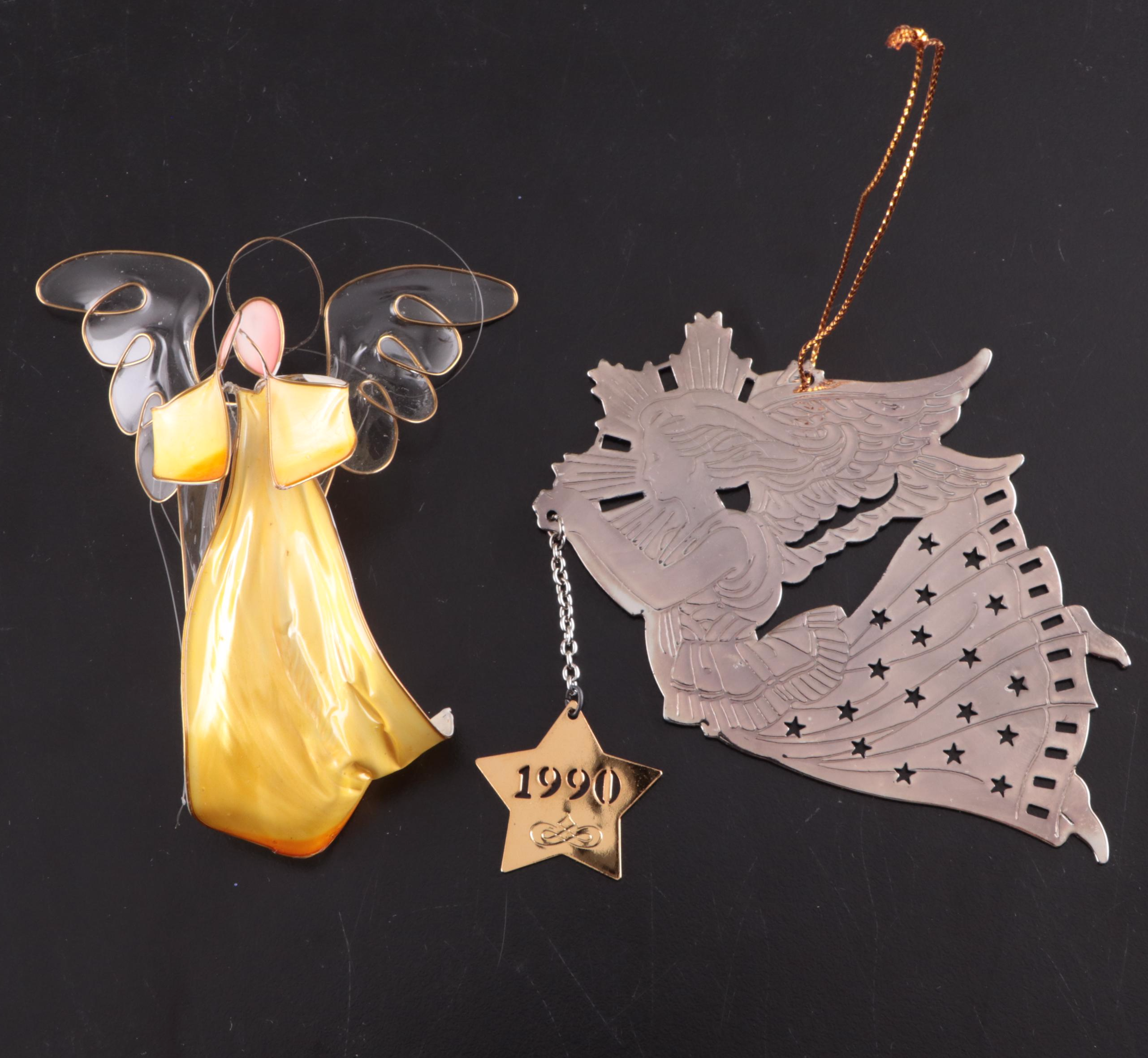 German Opalescent Blown Glass Ornaments with Other Glass Ornaments, Vintage