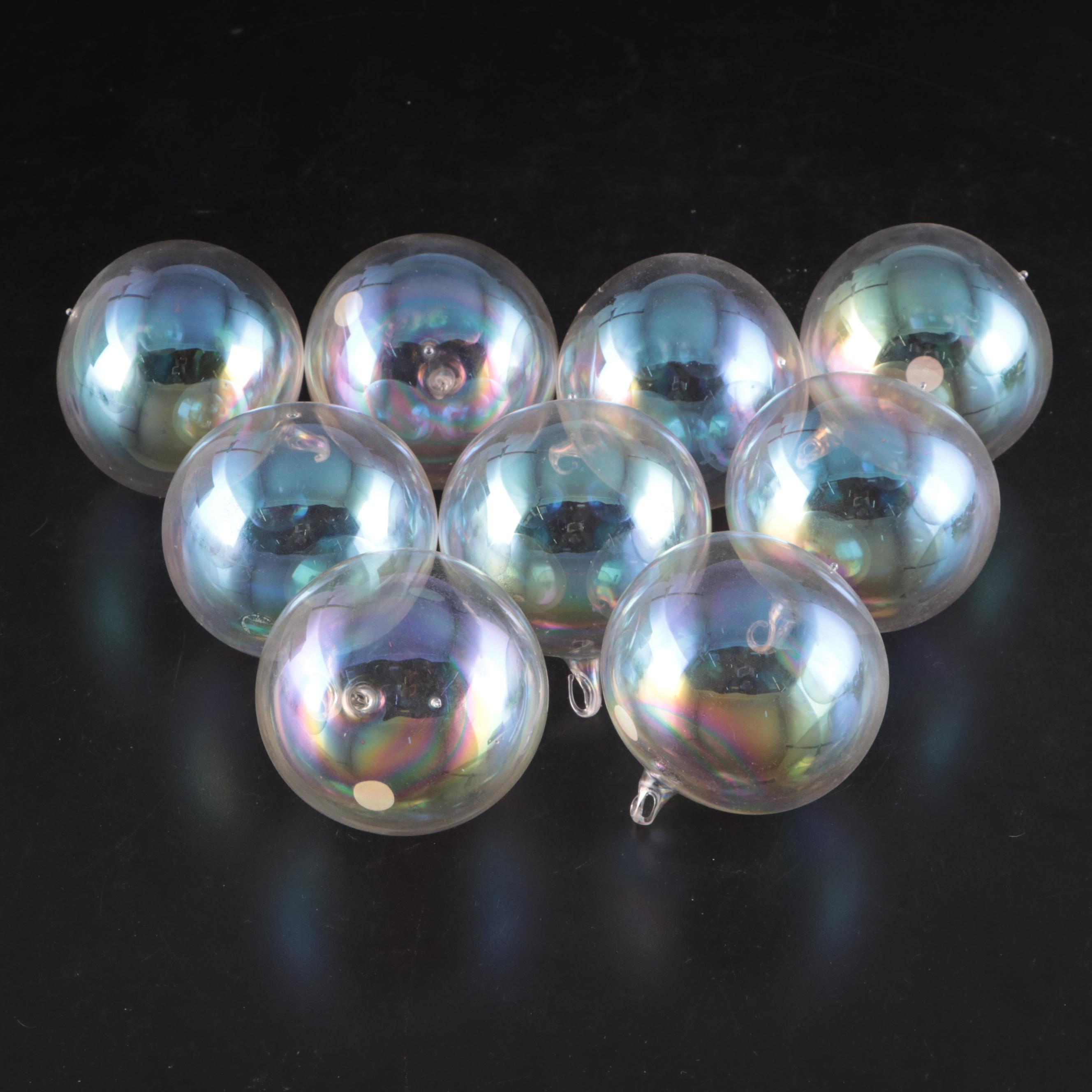 German Opalescent Blown Glass Ornaments with Other Glass Ornaments, Vintage