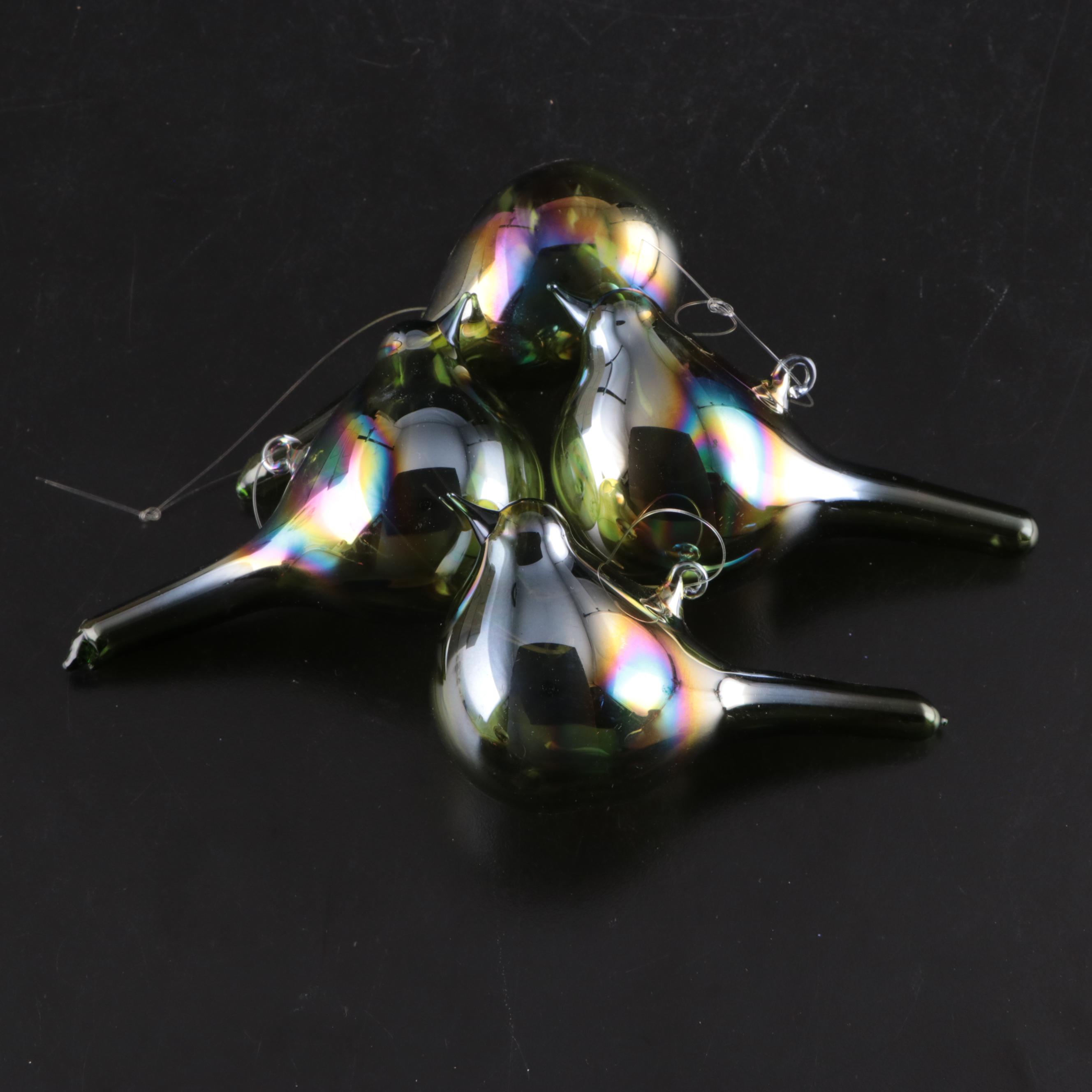 German Opalescent Blown Glass Ornaments with Other Glass Ornaments, Vintage