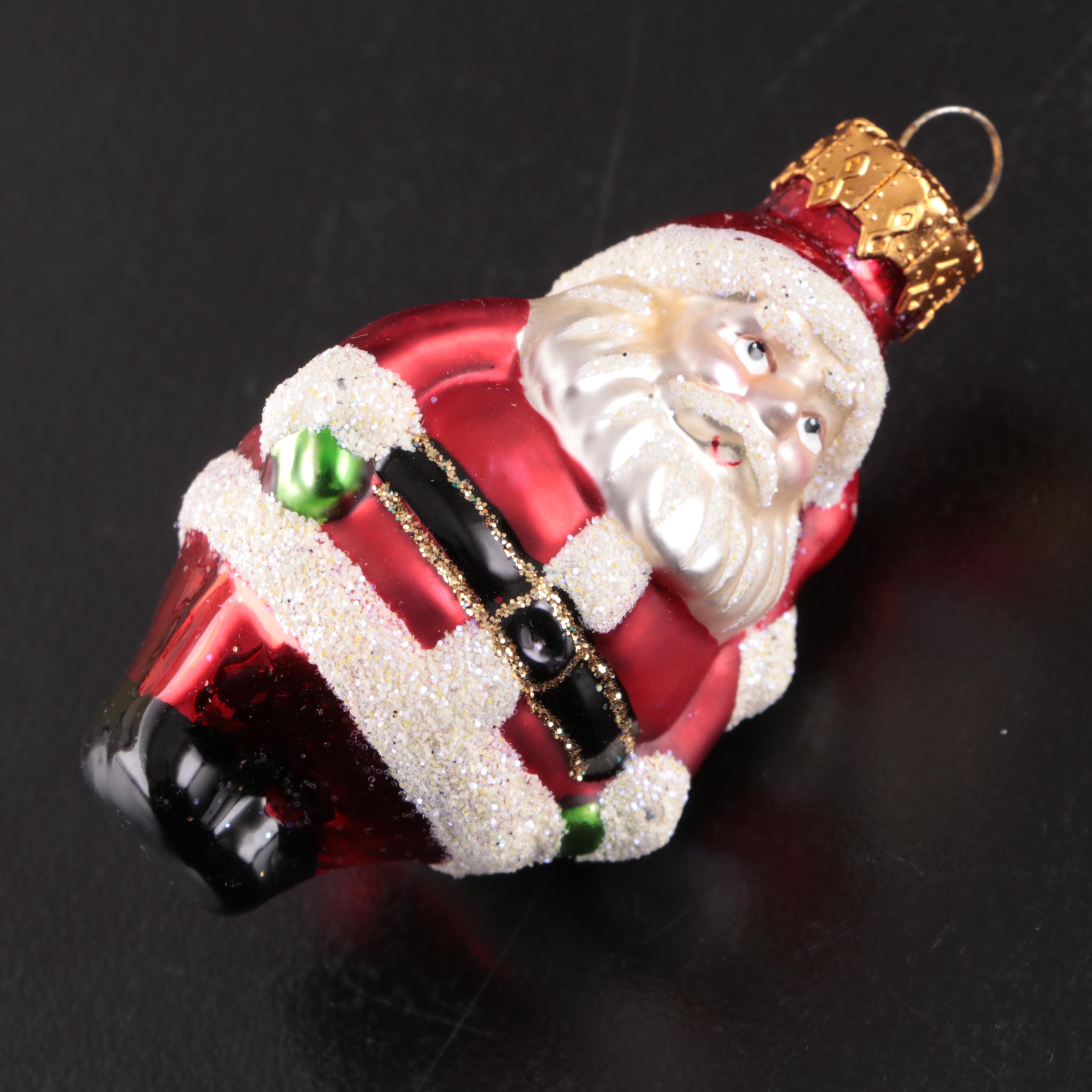 German Opalescent Blown Glass Ornaments with Other Glass Ornaments, Vintage