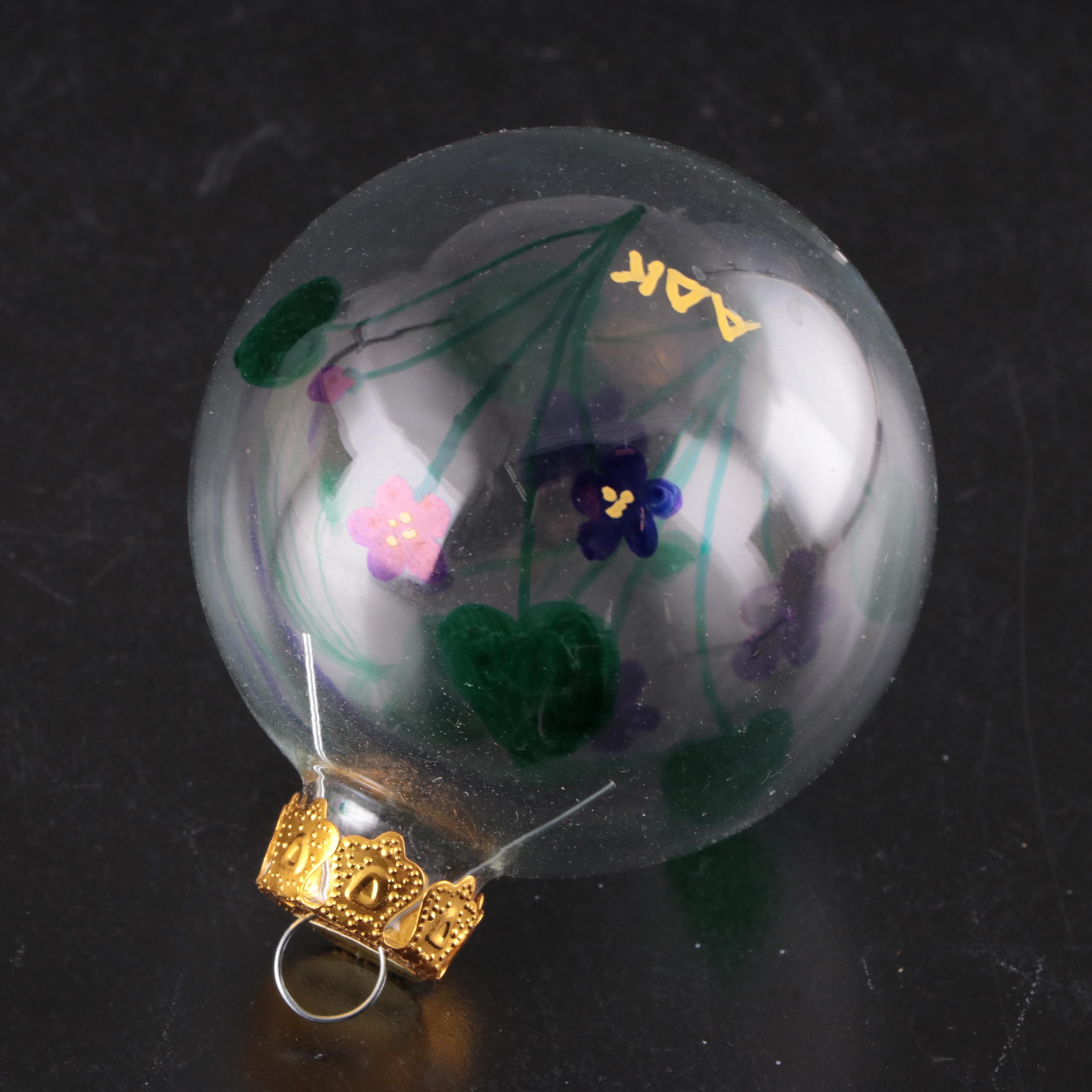 German Opalescent Blown Glass Ornaments with Other Glass Ornaments, Vintage