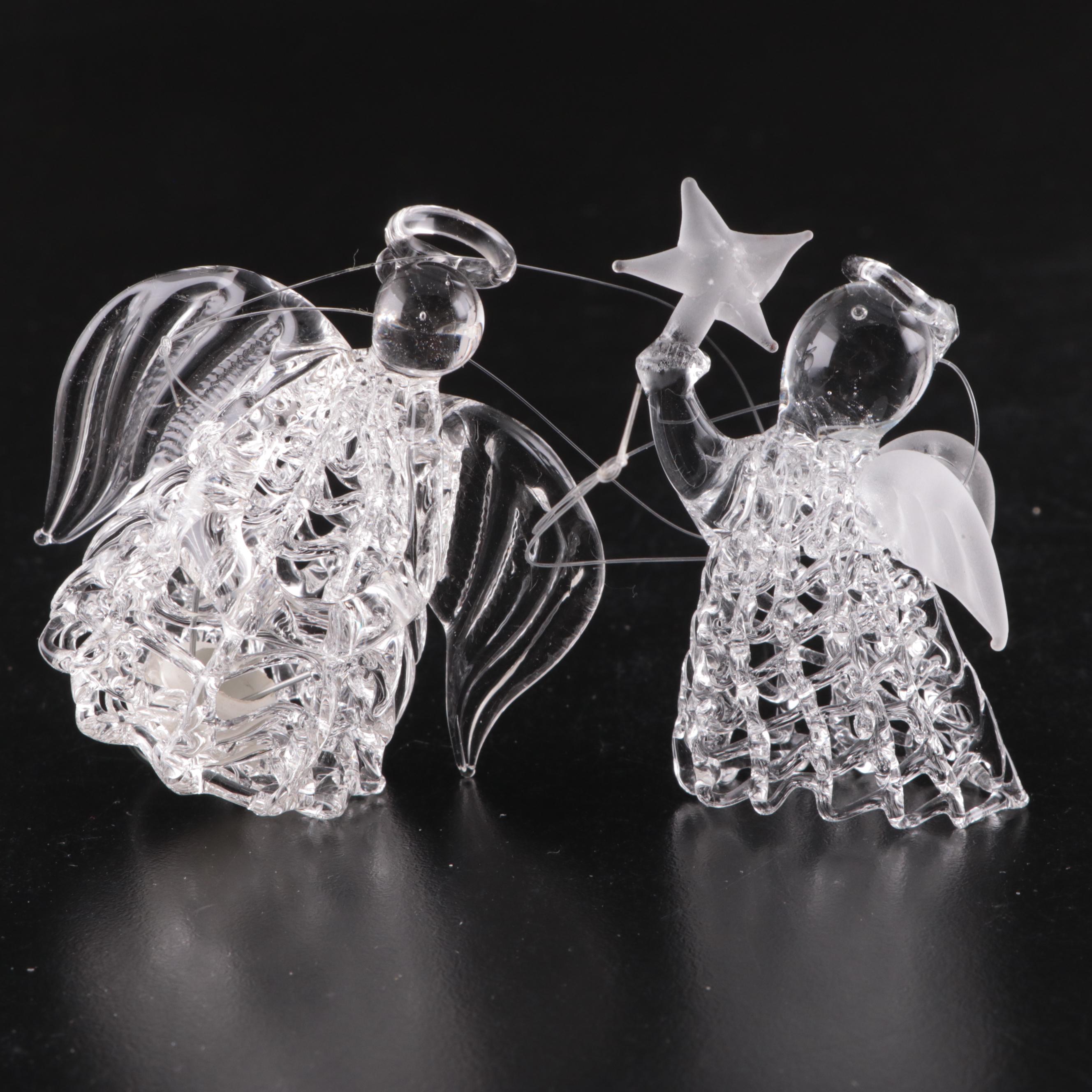 German Opalescent Blown Glass Ornaments with Other Glass Ornaments, Vintage